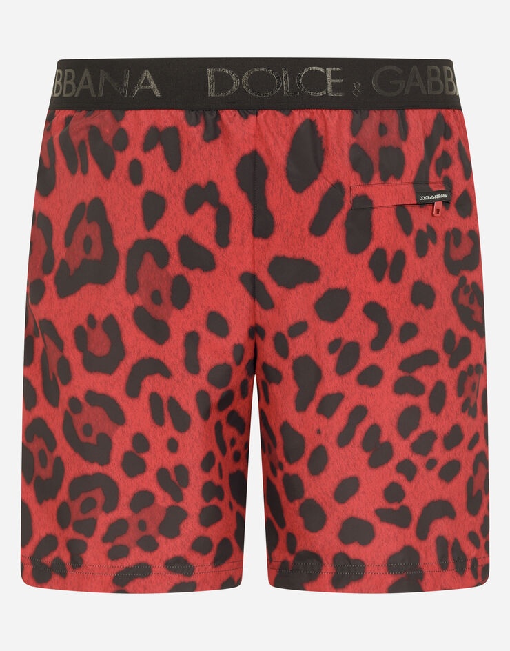 Mid-length swim trunks with leopard print - 1
