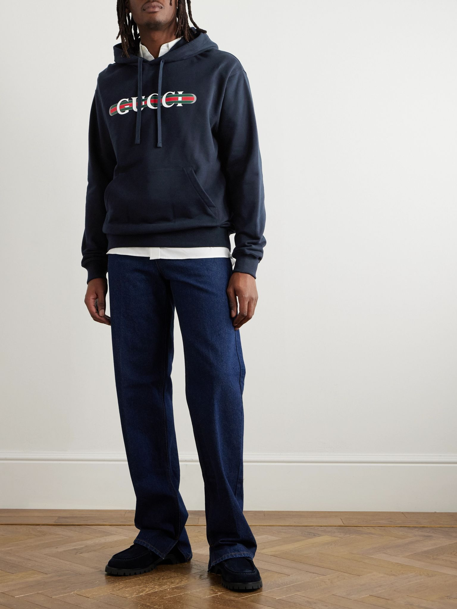 Logo-Print Cotton-Jersey Hoodie Navy - 2