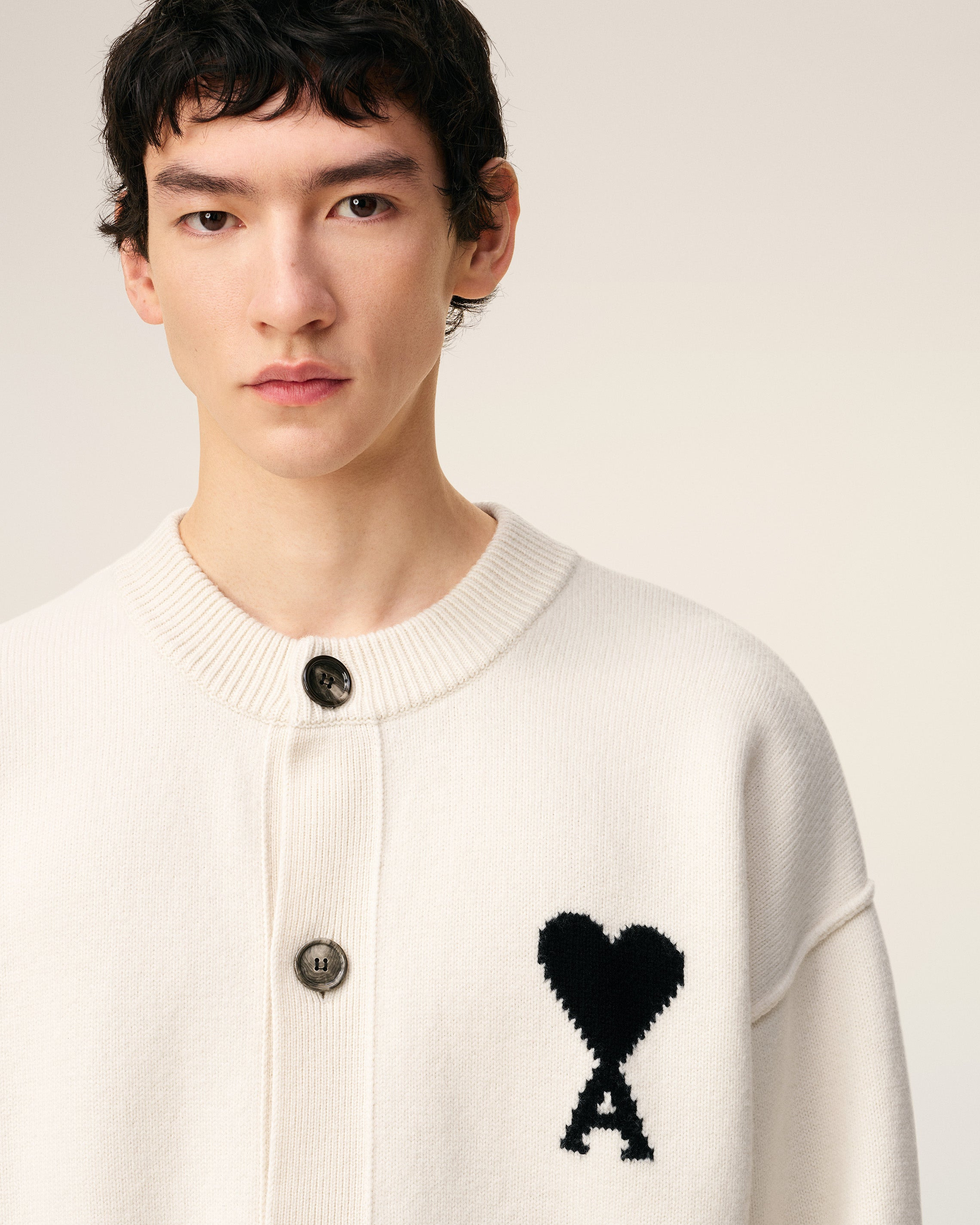 WHITE WOOL AMI DE COEUR CARDIGAN - 4