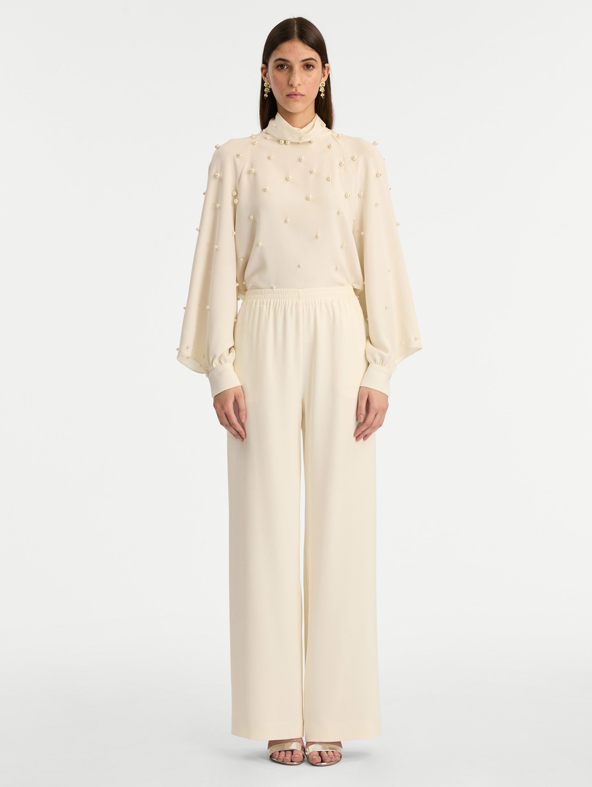SILK GEORGETTE WIDE LEG PANT - 2