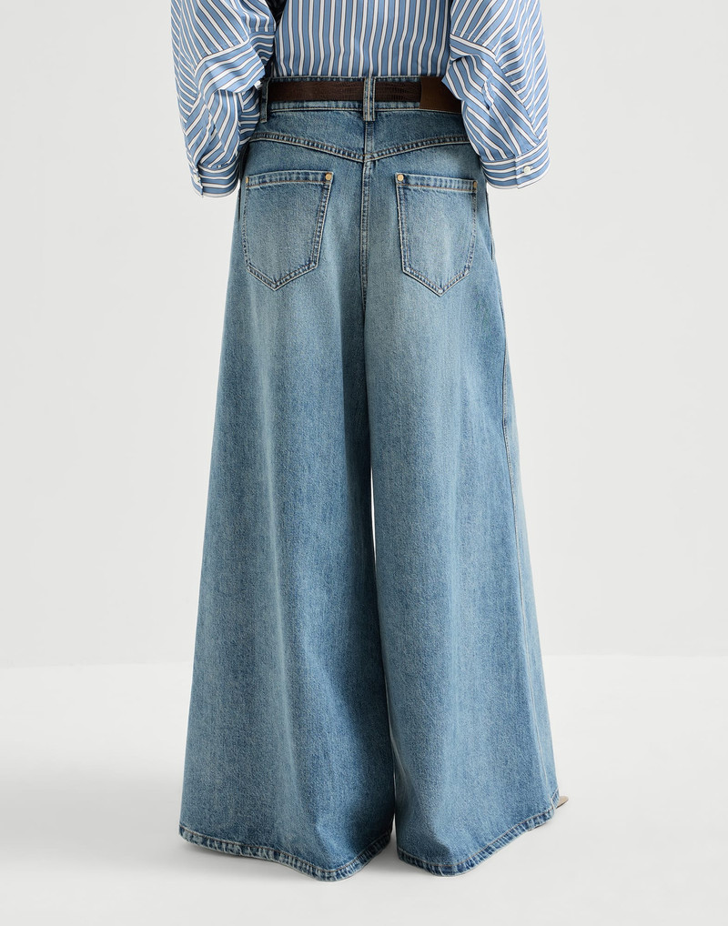 Authentic denim maxi trousers with monili 3