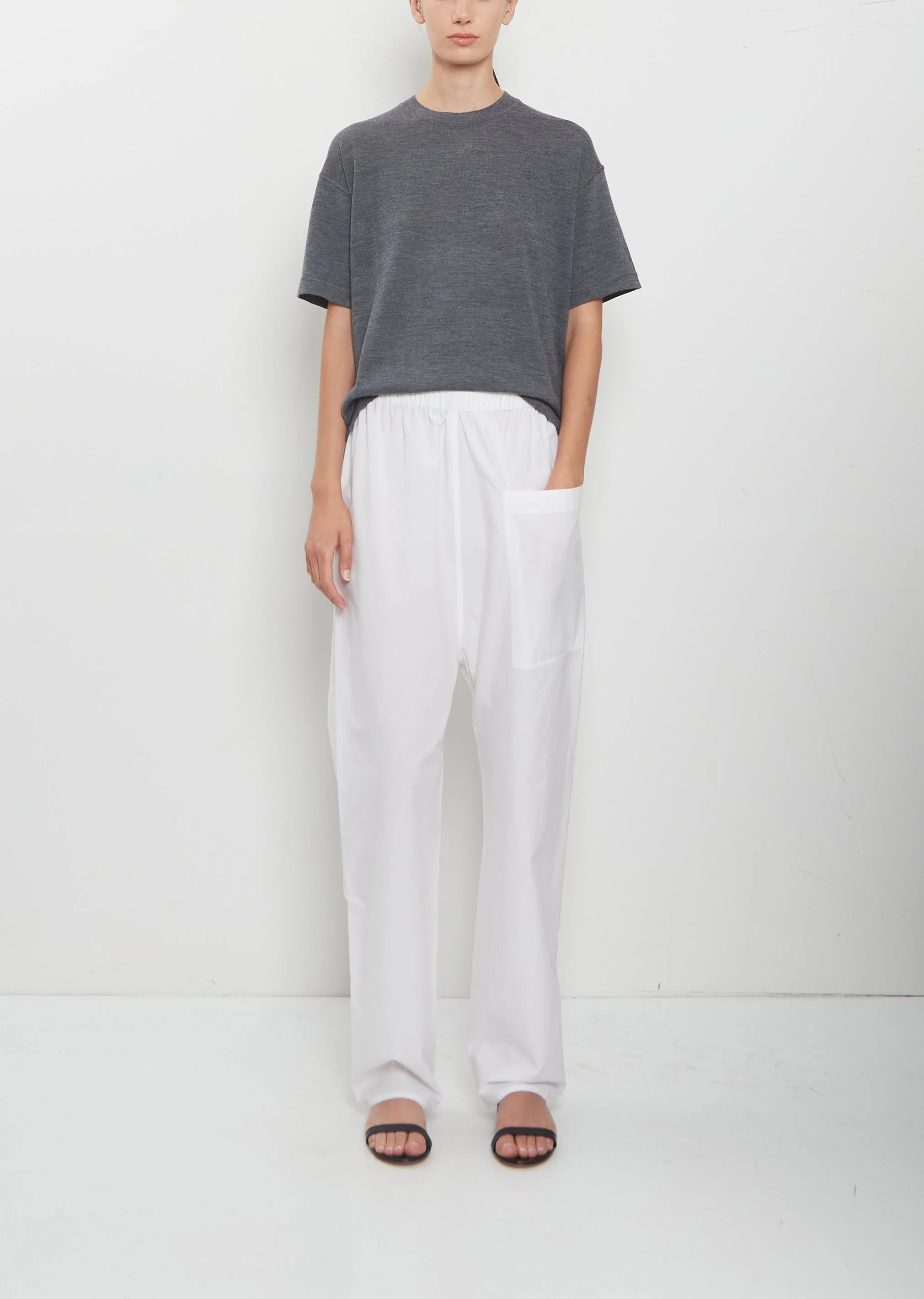 Paz Brushed Cotton Voile Pants — White - 1