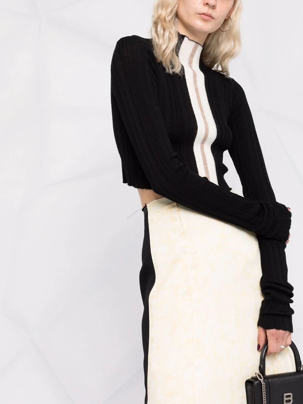 mock-neck cropped jumper - 3