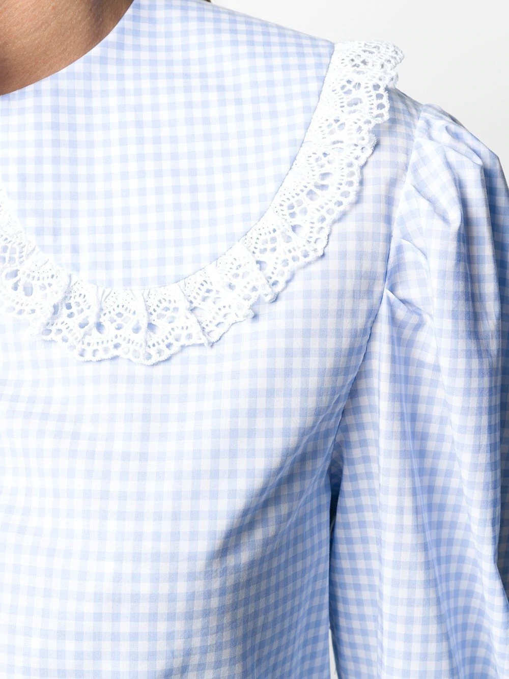 lace-embellished gingham blouse - 3