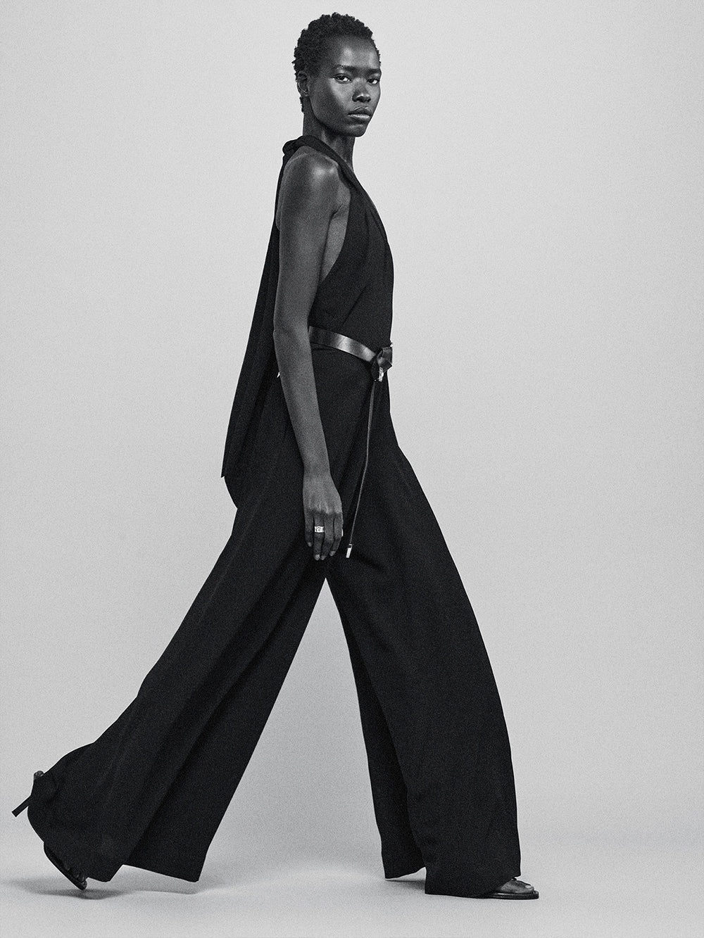 Keyhole Halter Jumpsuit in Black - 2
