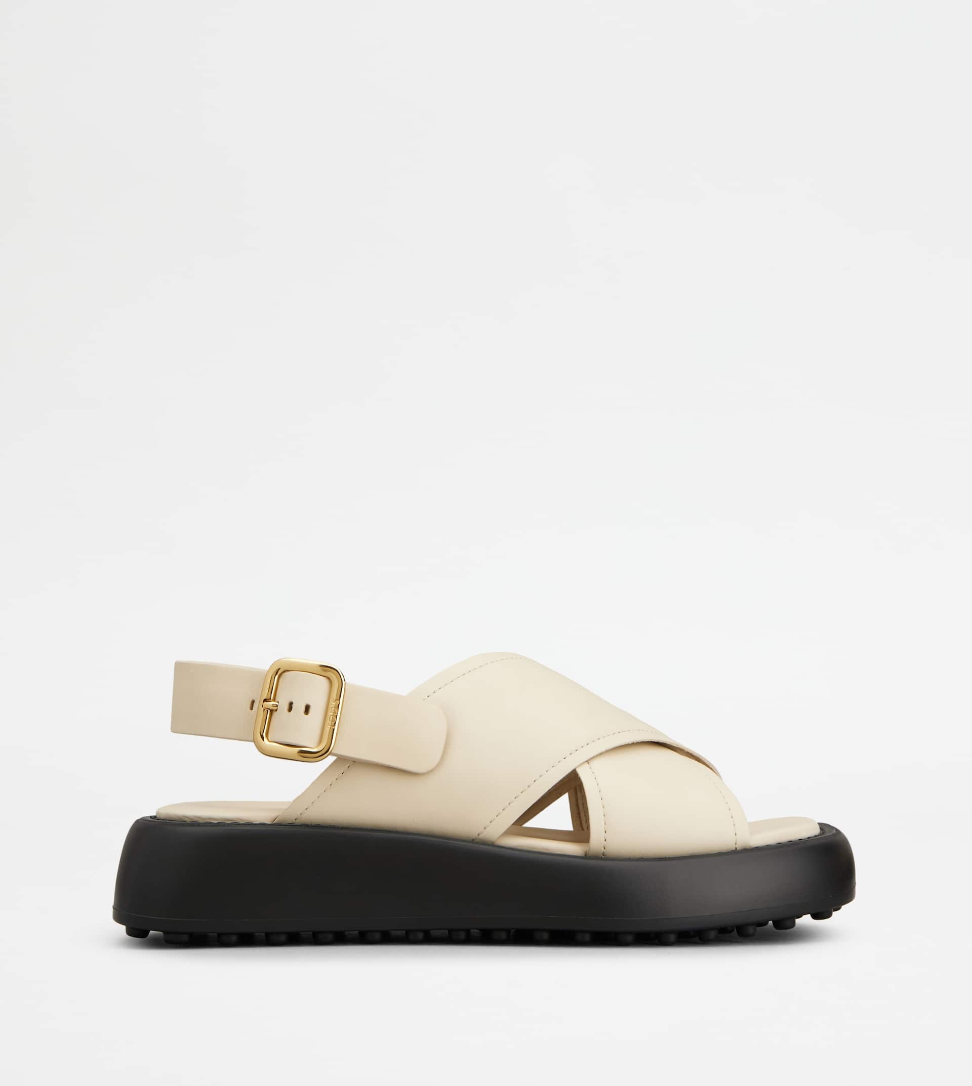 SANDALS IN LEATHER - OFF WHITE - 1