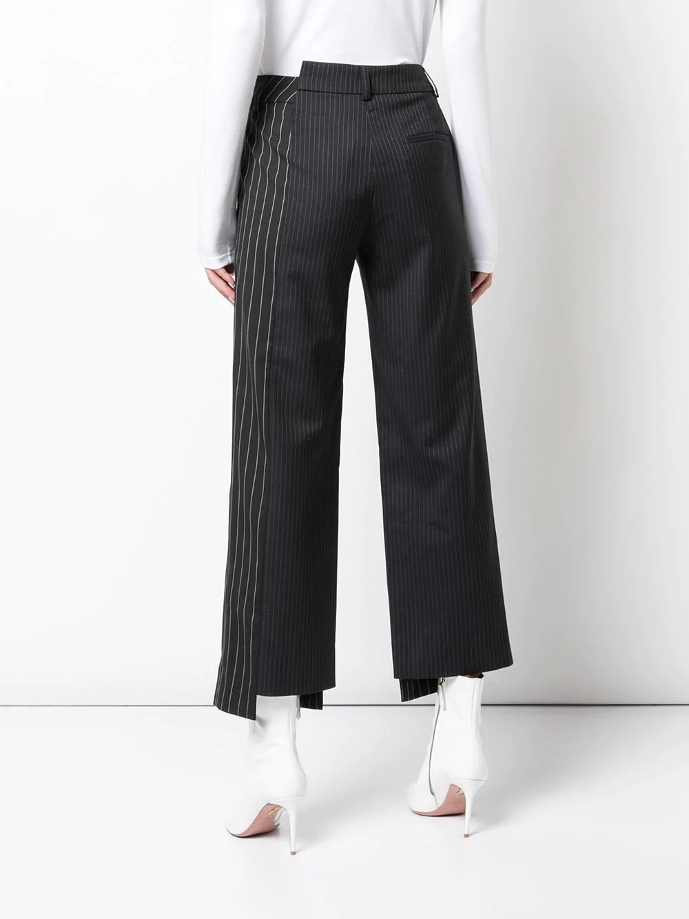 two-tone pinstripe cropped trousers - 4