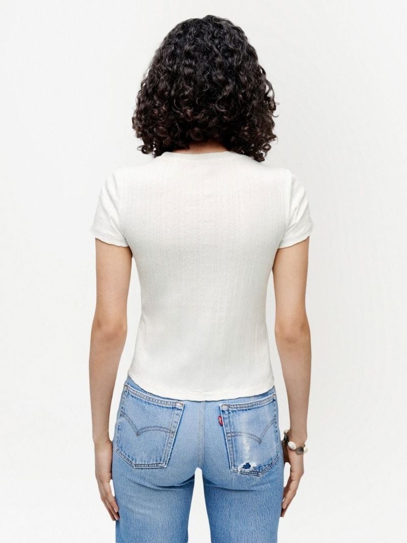 pointelle-knit cotton T-shirt - 3