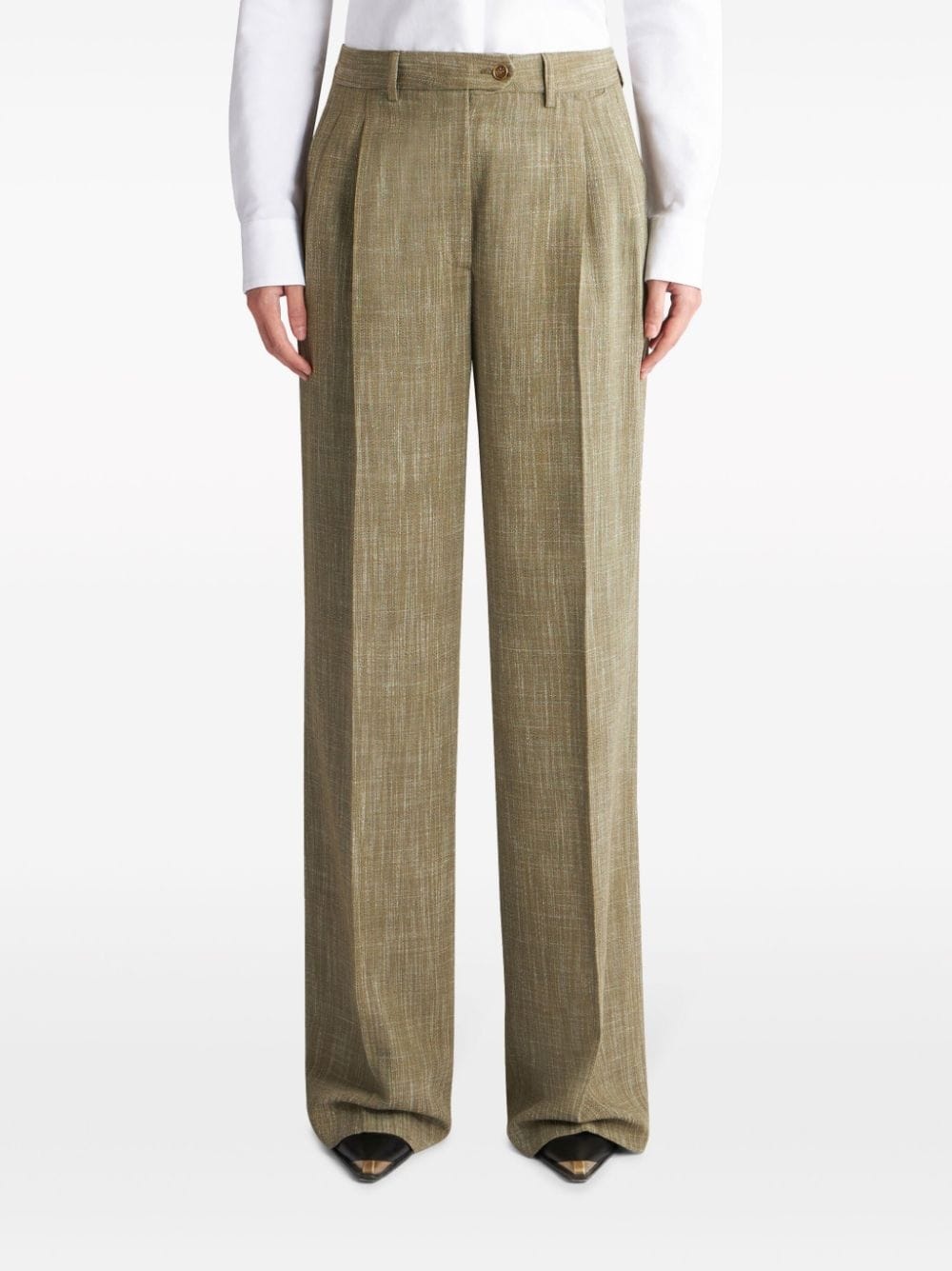 slub-texture wide-leg trousers - 3