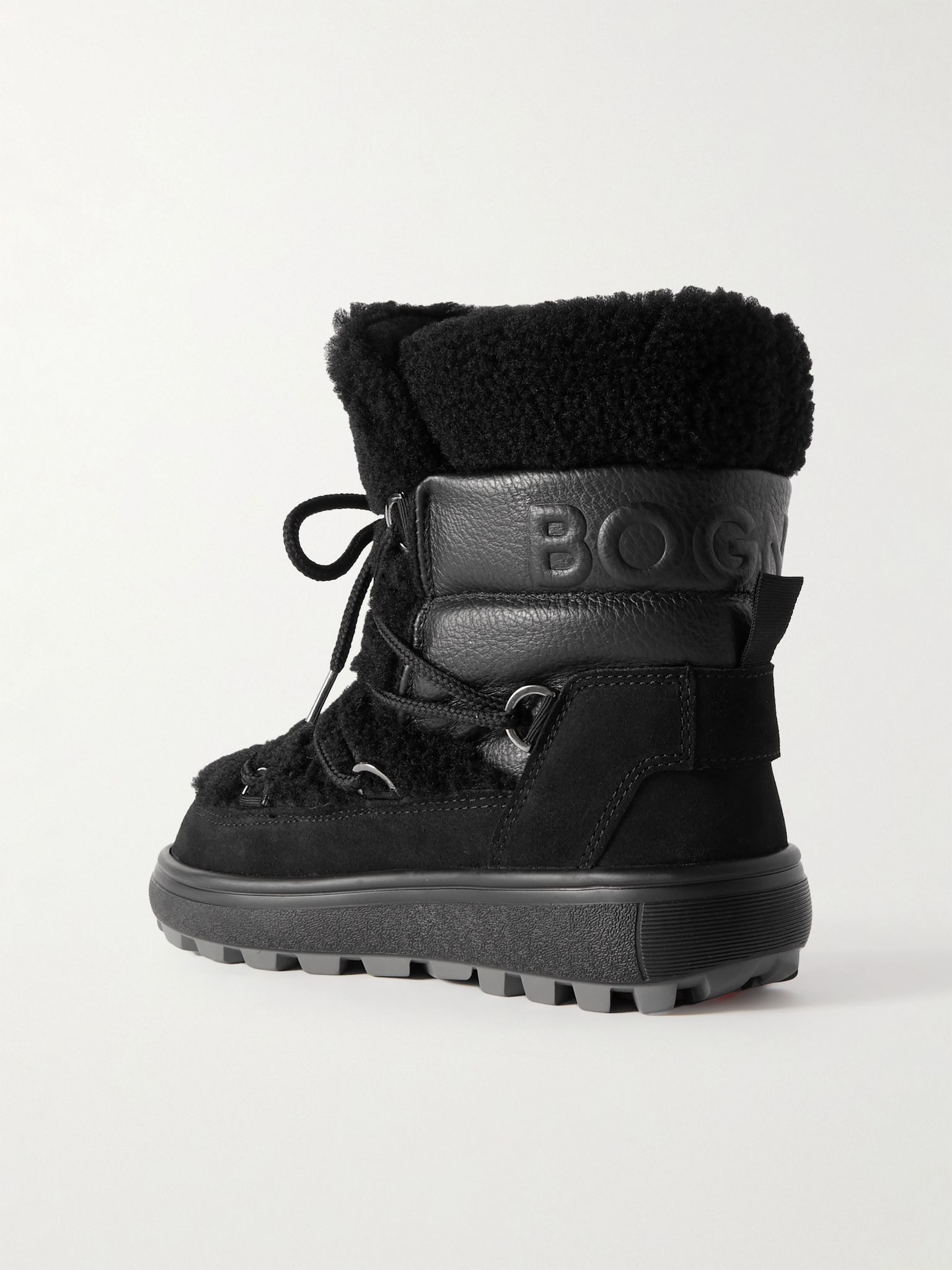 Chamonix shearling, textured-leather and suede snow boots Black - 3