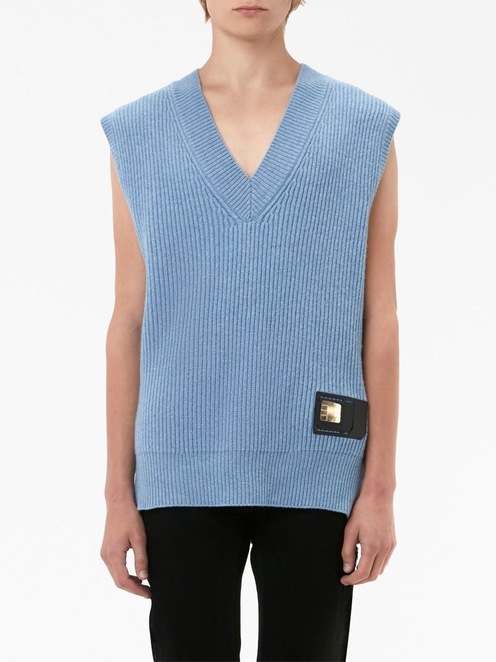 logo-patch ribbed knit vest - 4