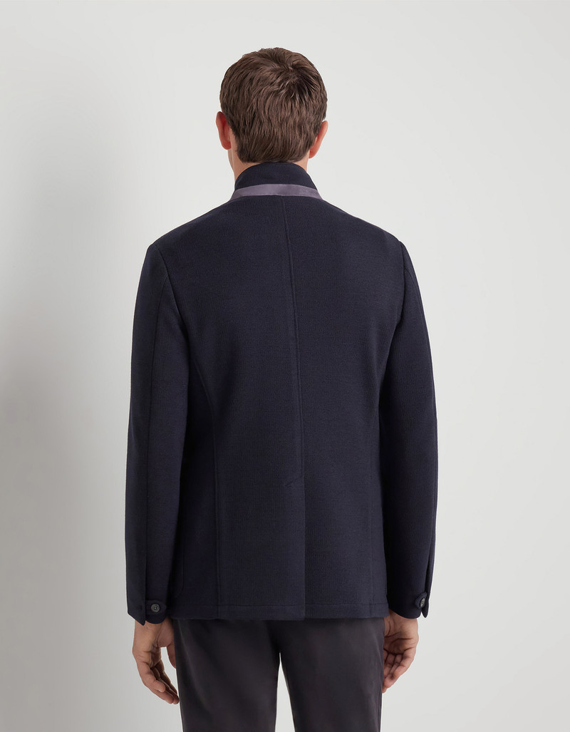 NAVY BLUE WOOL AND COTTON JACKET 4