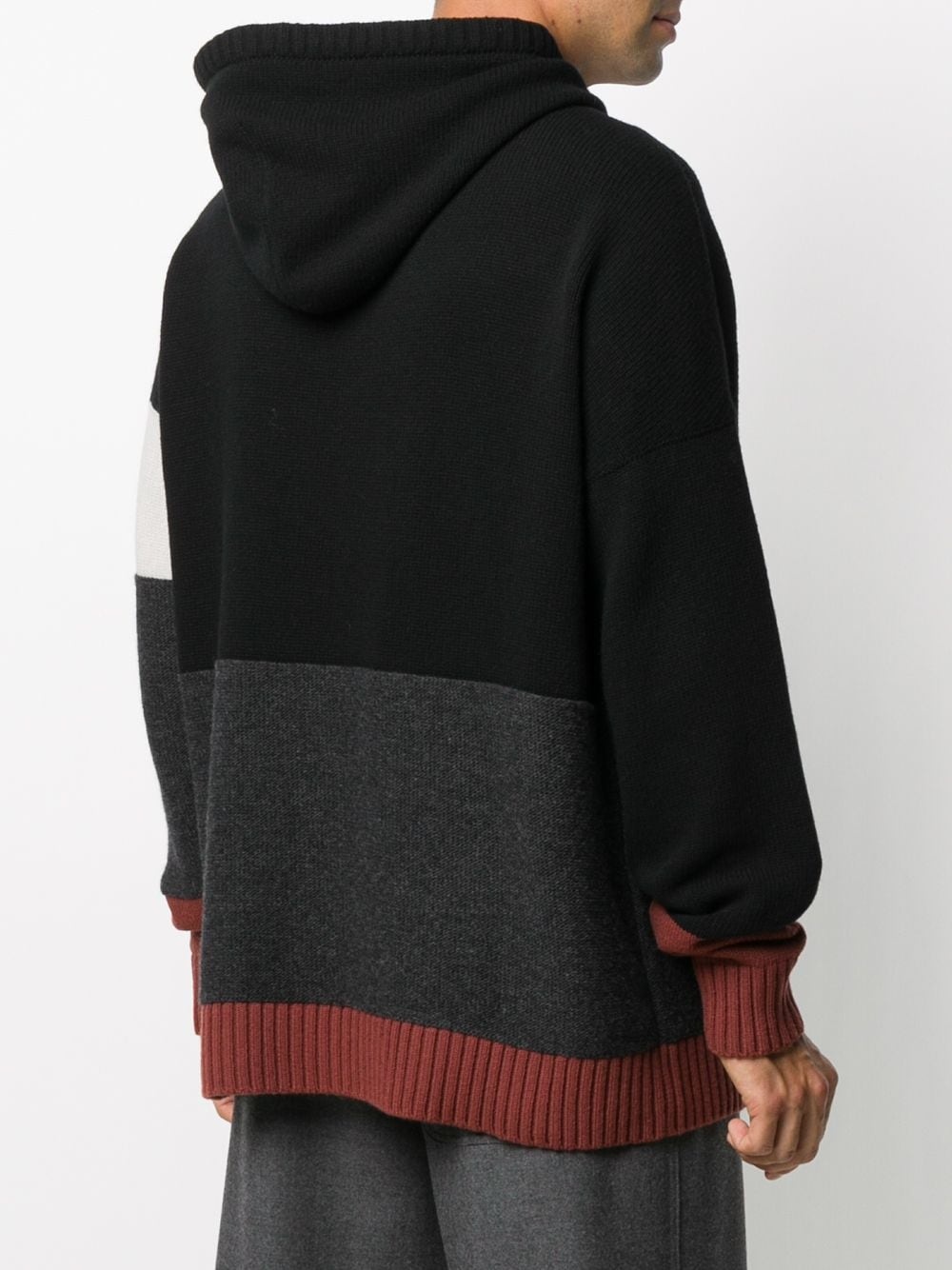 knitted panelled hoodie - 4