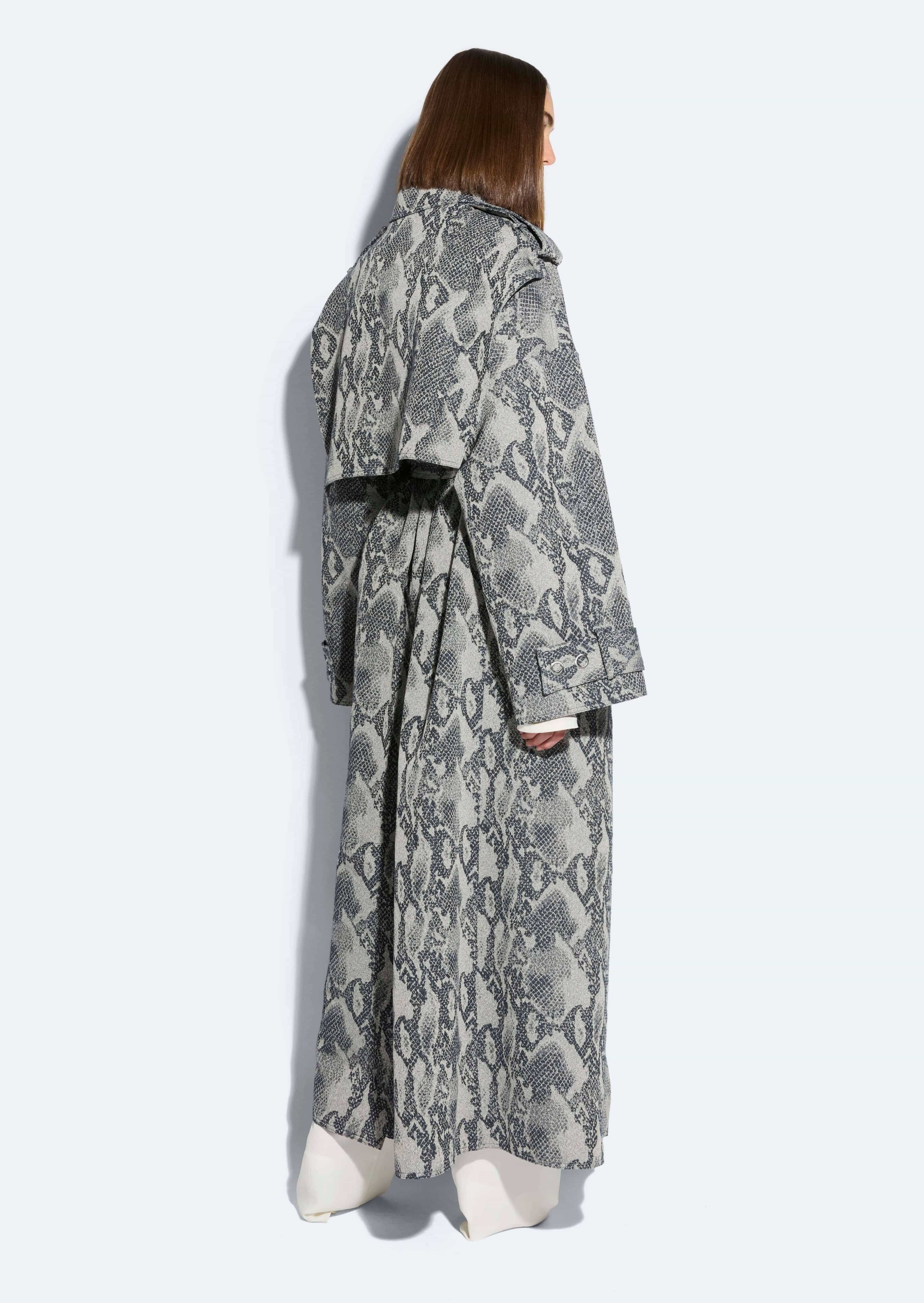 Snake Denim Double Breasted Trench - 4