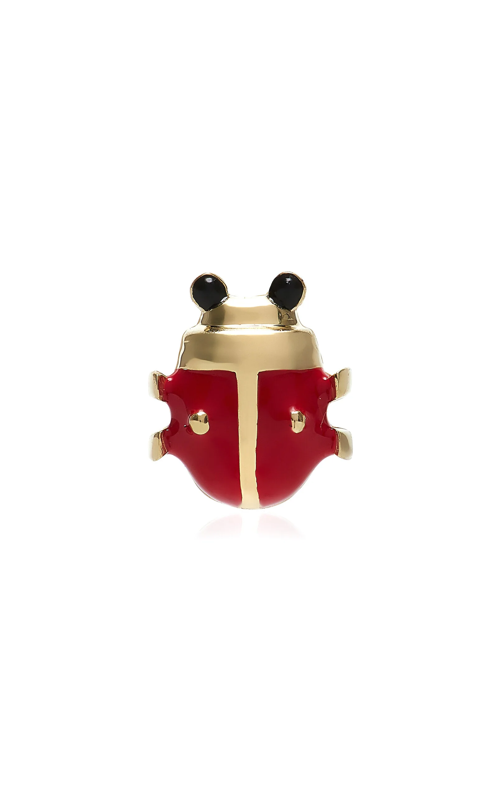 Mini Ladybug 9K Gold Enamel Single Earring - 1