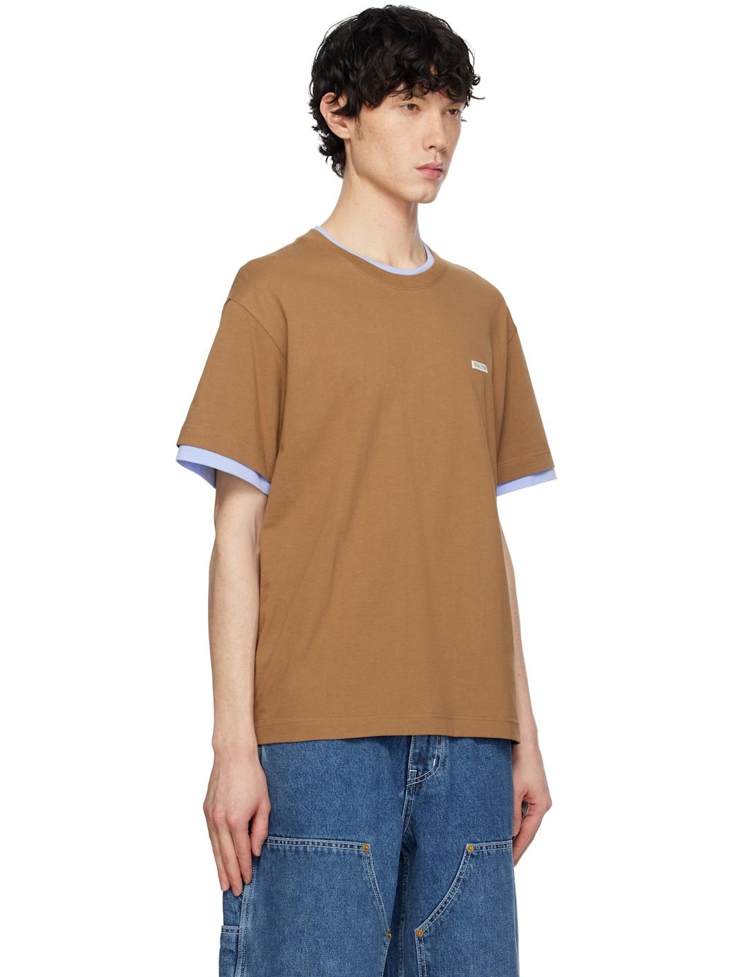 Brown Crepe Layered T-shirt - 2