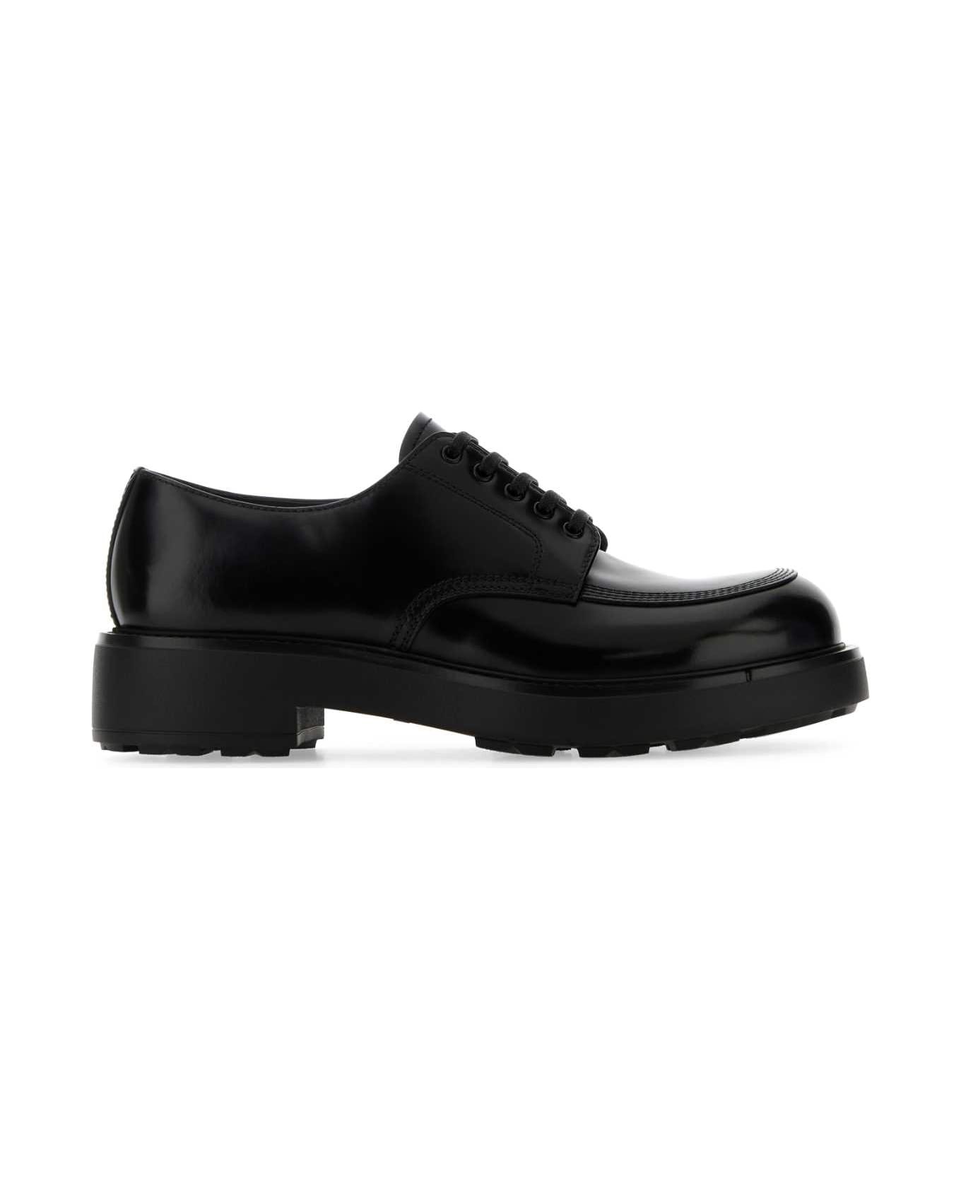 Black Leather Lace-up Shoes - 1