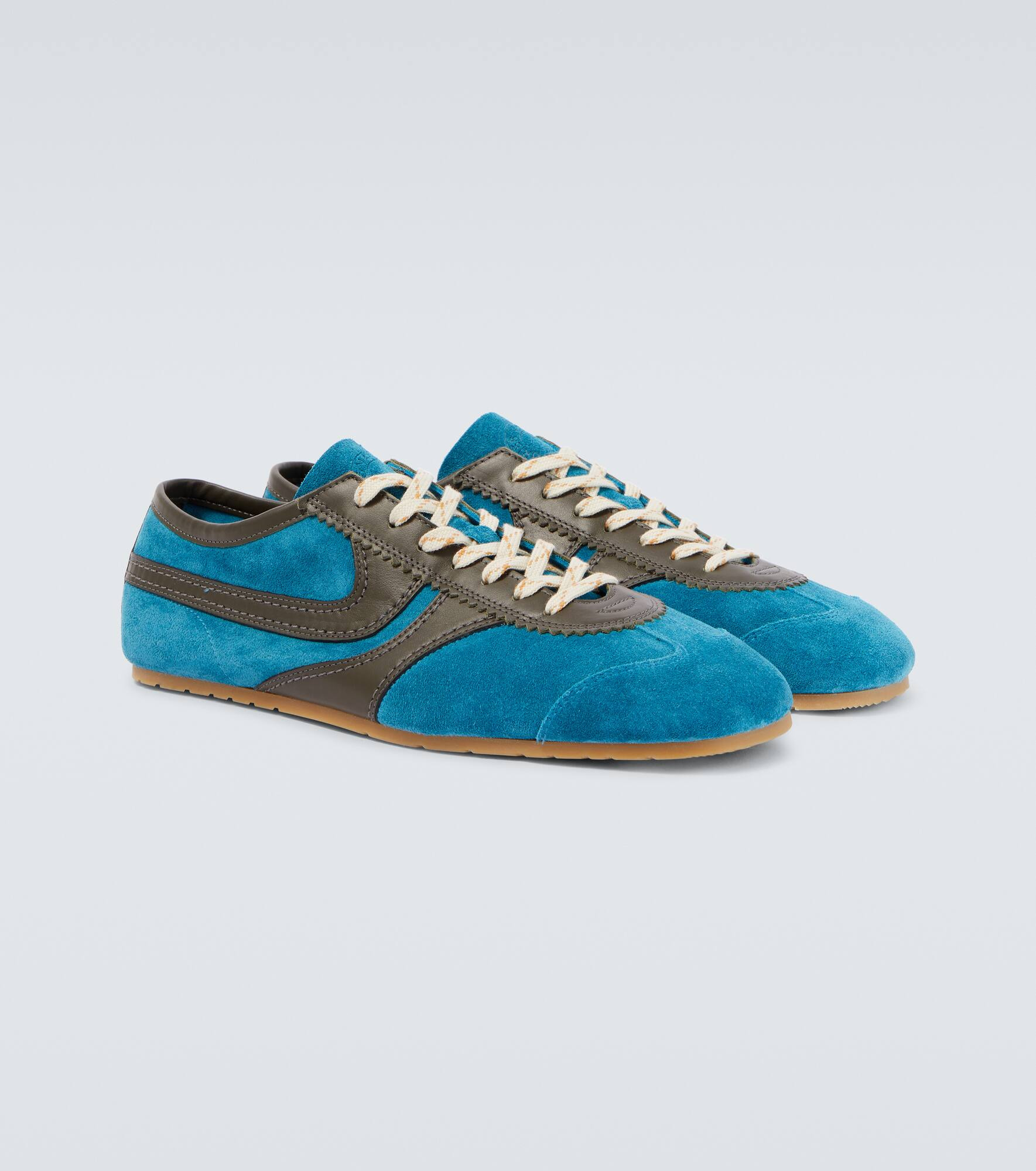 Leather-trimmed suede sneakers - 5