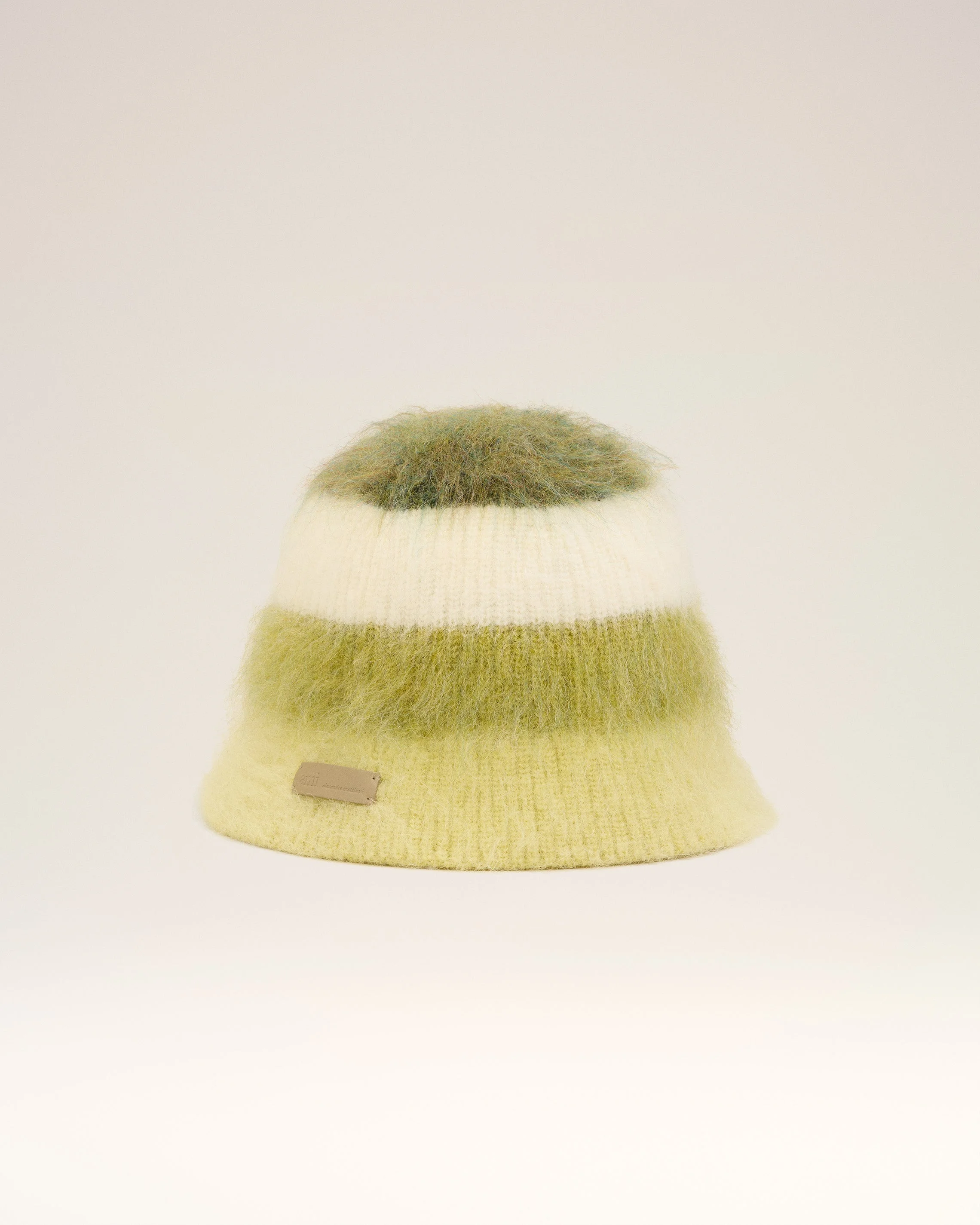 GREEN MOHAIR STRIPED AMI BUCKET HAT - 1