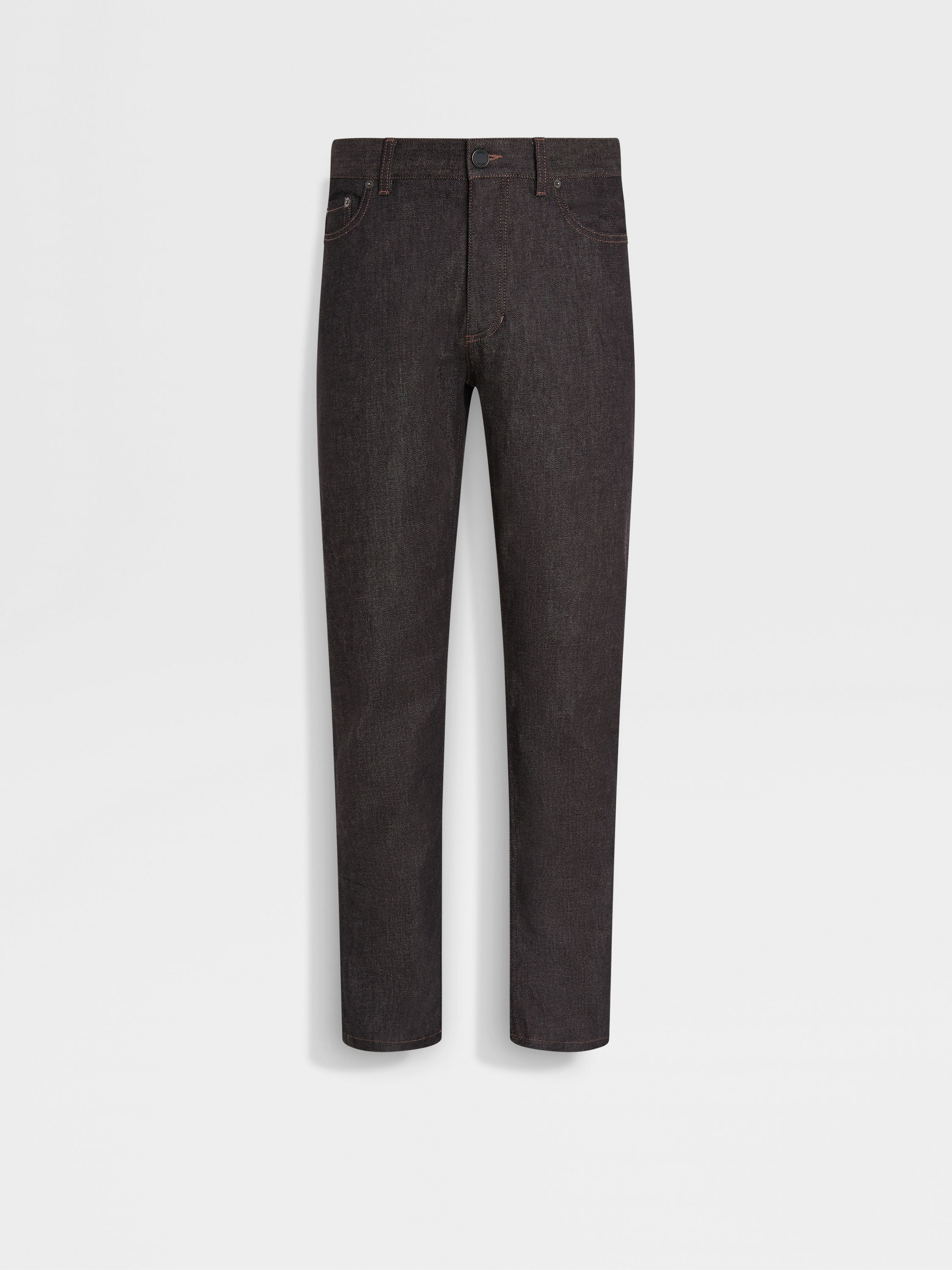 BLACK STRETCH COTTON AND CASHMERE ROCCIA JEANS - 2