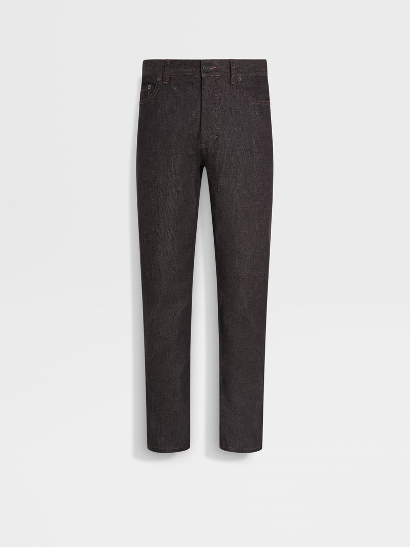 ZEGNA BLACK STRETCH COTTON AND CASHMERE ROCCIA JEANS outlook