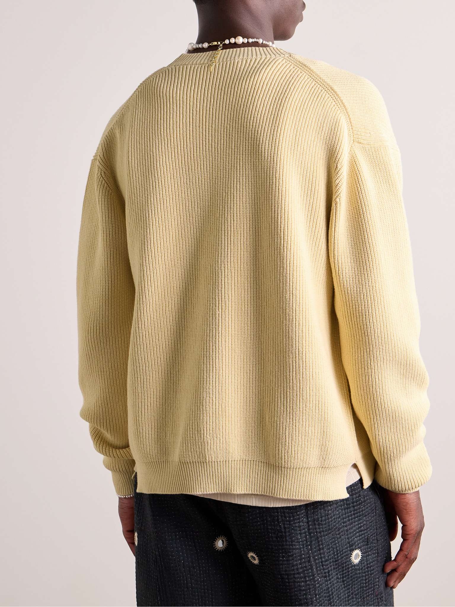 Logo-Appliquéd Ribbed Cotton-Blend Cardigan - 4