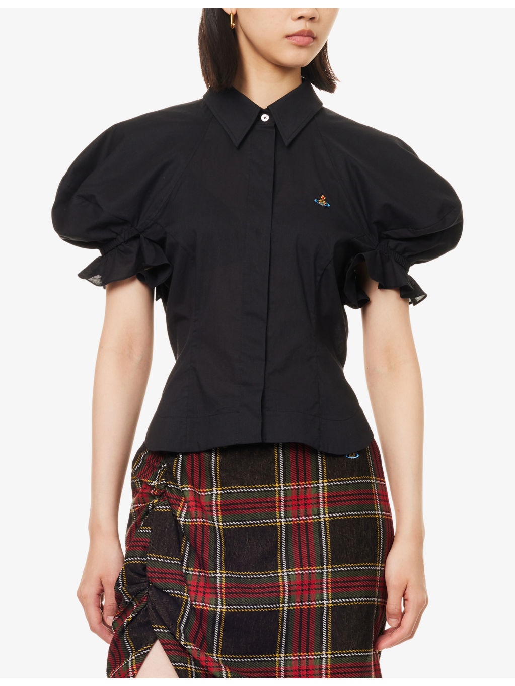 Gexy Puffed-Short-Sleeves Cotton-Poplin Top - 3