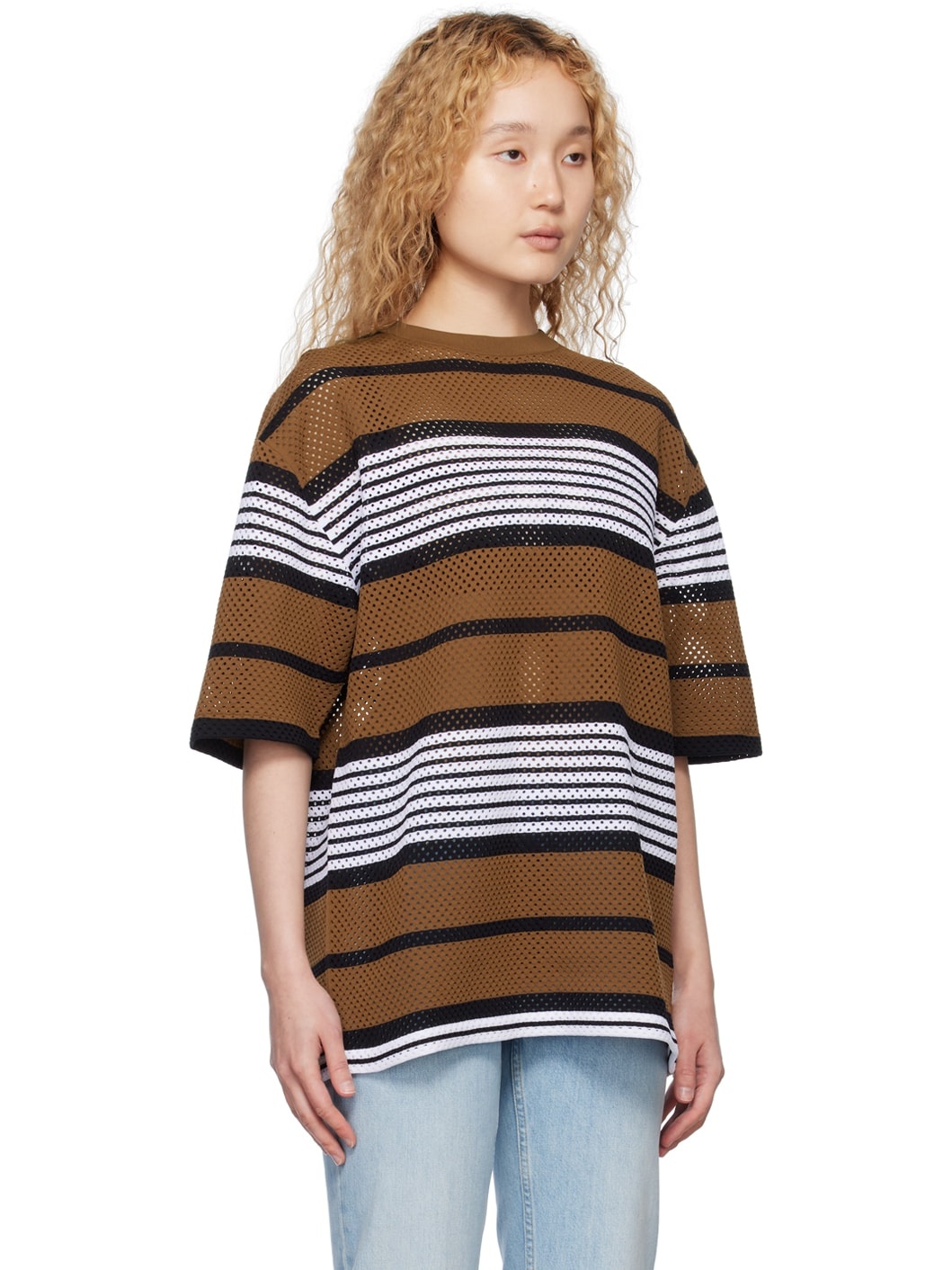 Brown Stripe Oversized T-Shirt - 2