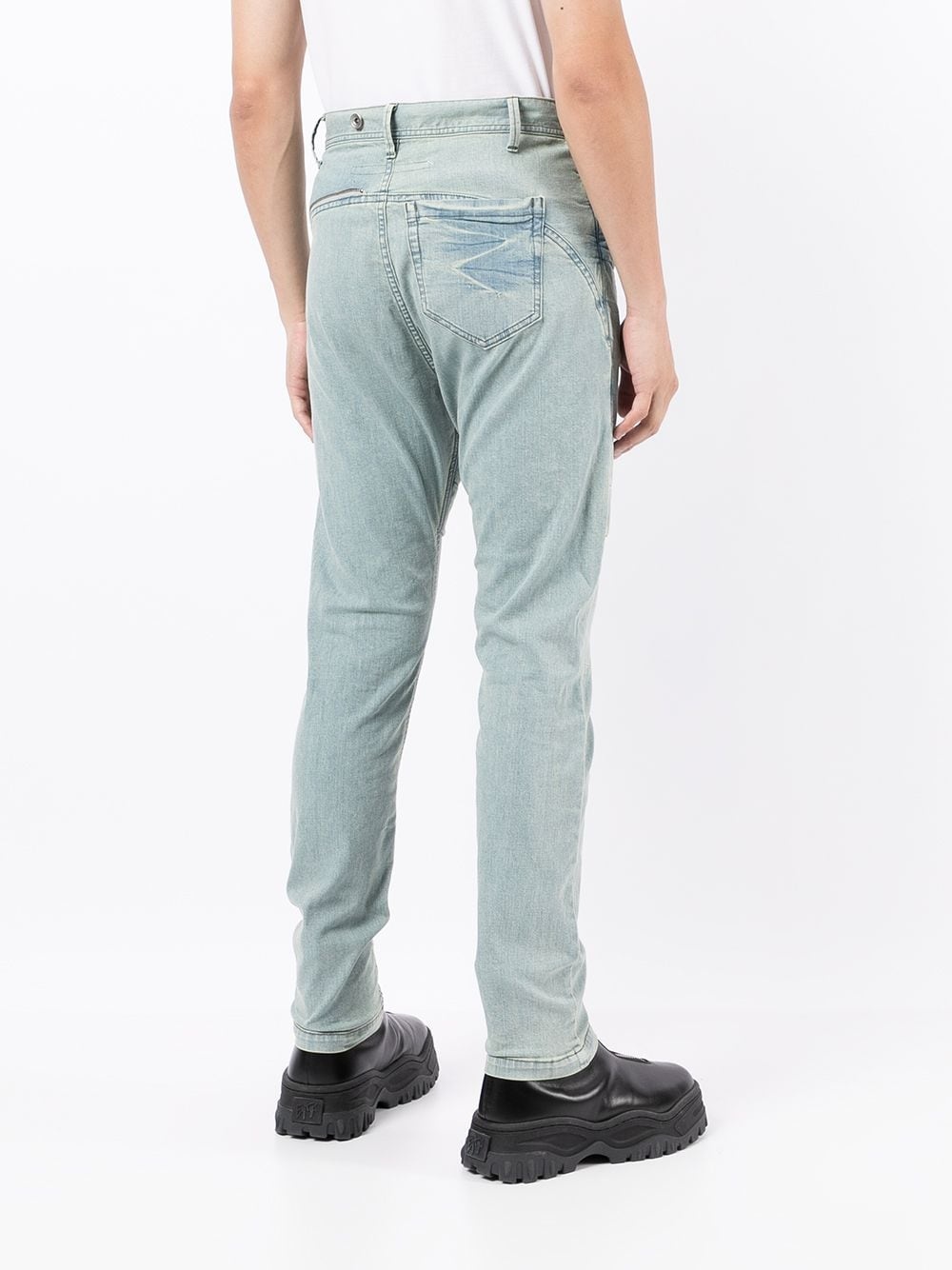 layered slim-fit jeans - 4