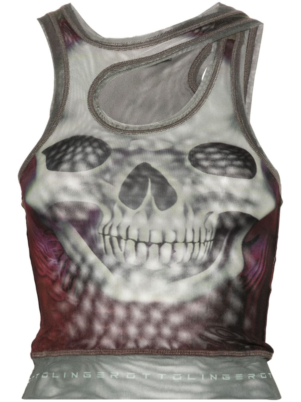 skull-print mesh tank top - 1