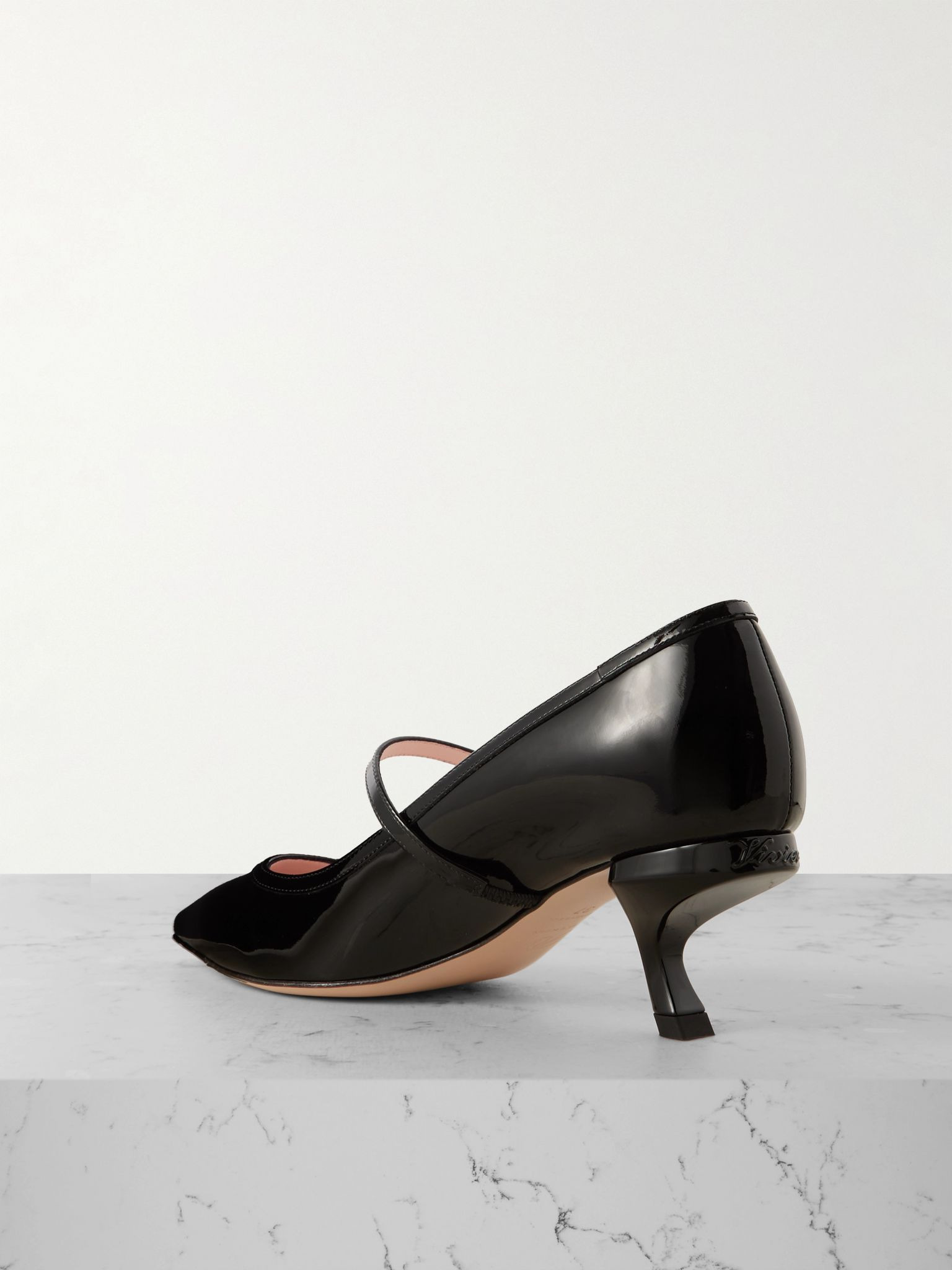 Virgule 55 crystal-embellished patent-leather Mary Jane pumps Black - 3