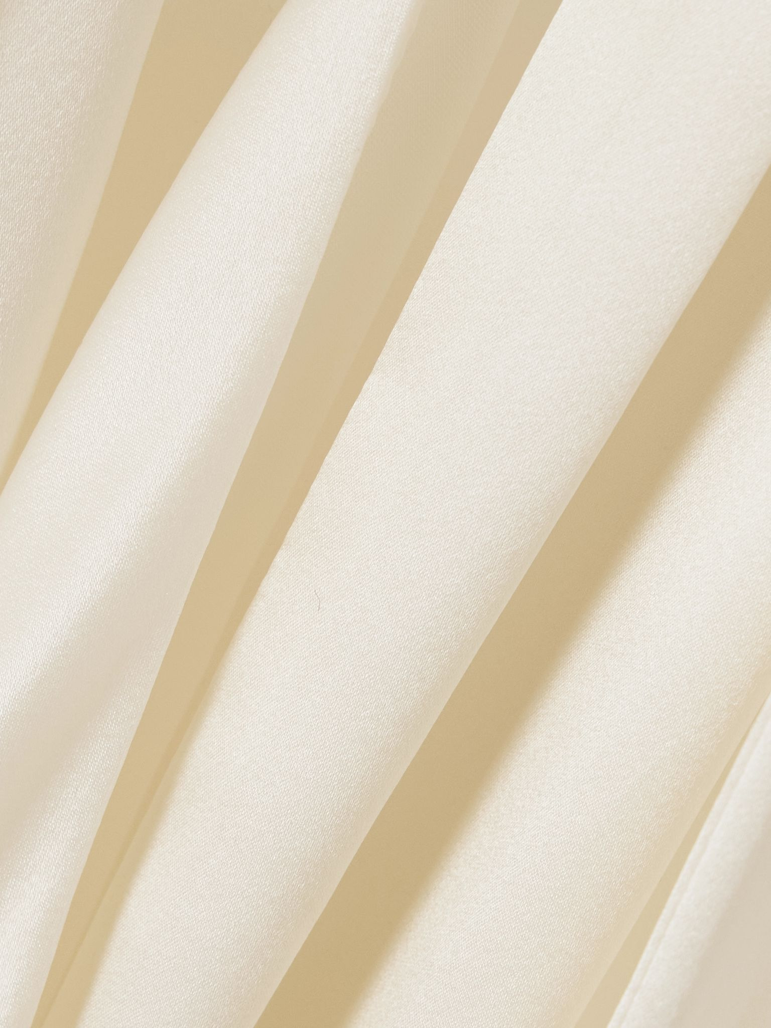 Fringed scarf-detailed draped satin halterneck top Cream - 4