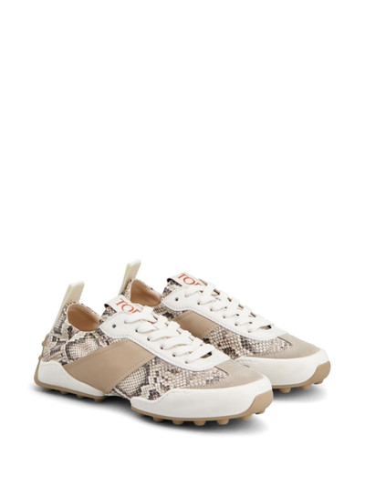 Tod's snake-print leather sneakers outlook