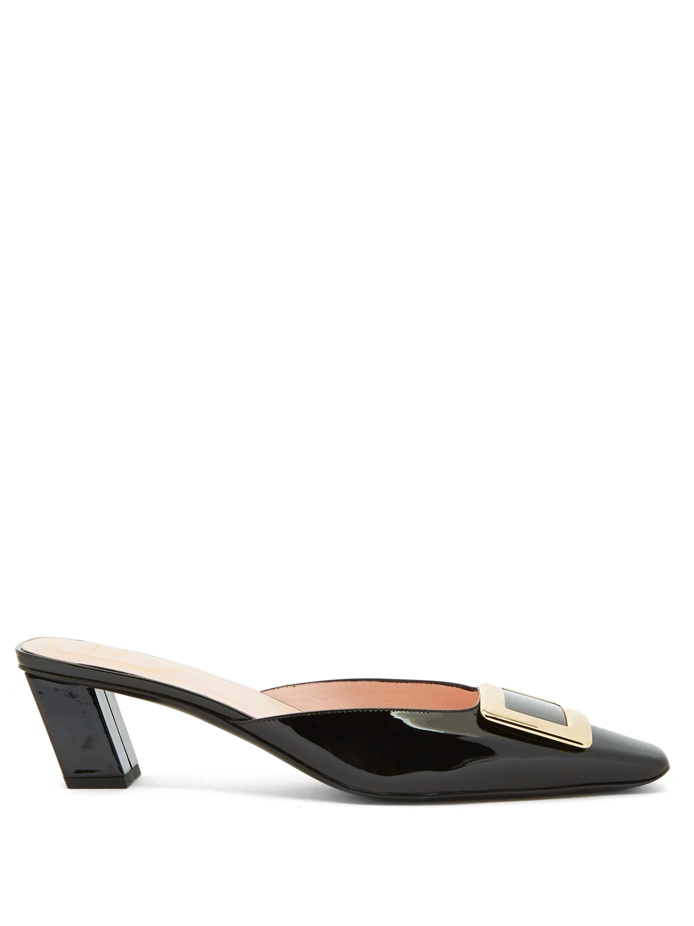 Belle Vivier buckled patent-leather mules - 1