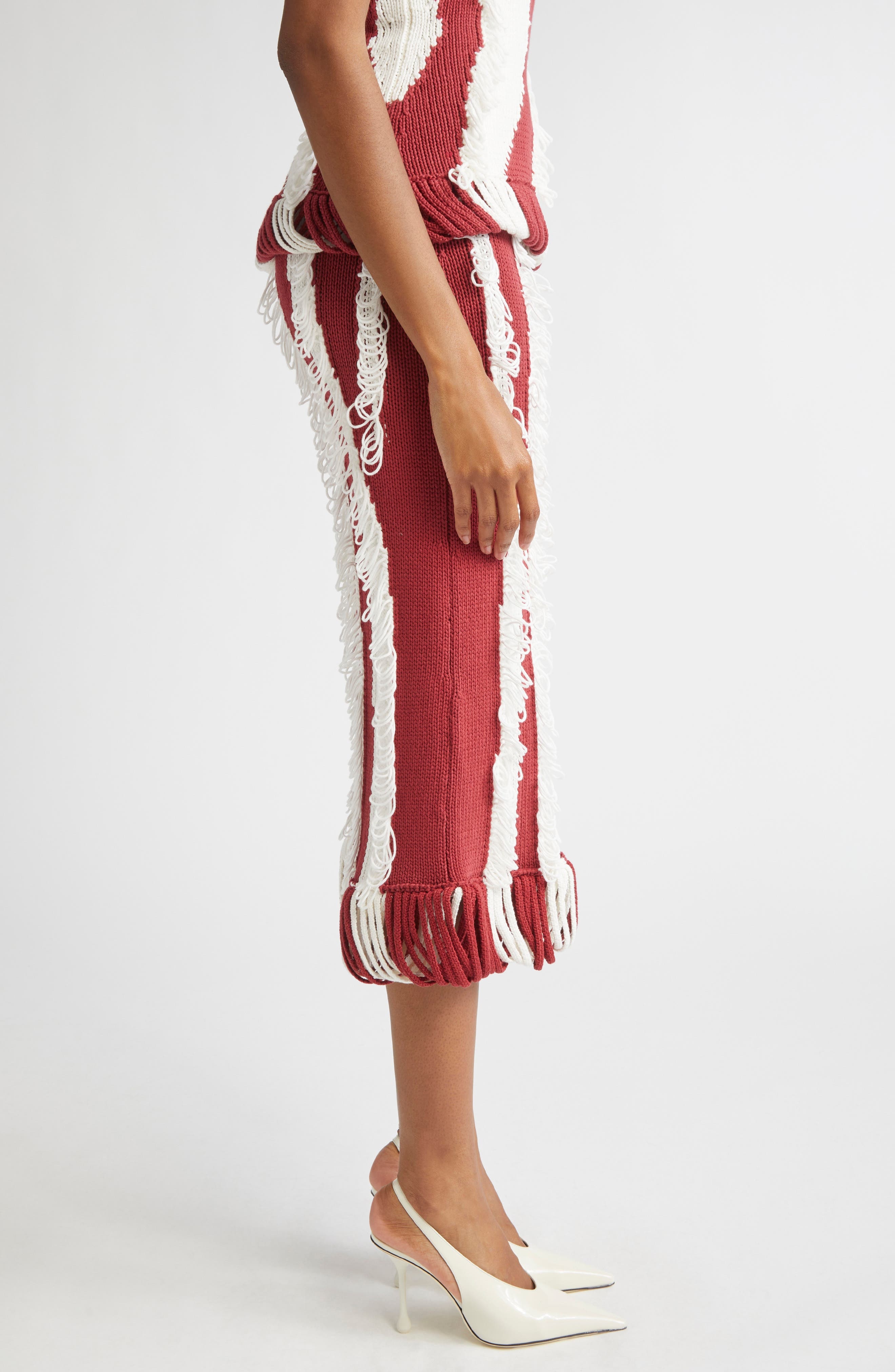 Diotima Roaring Knit Midi Skirt in Paprika-White at Nordstrom - 4