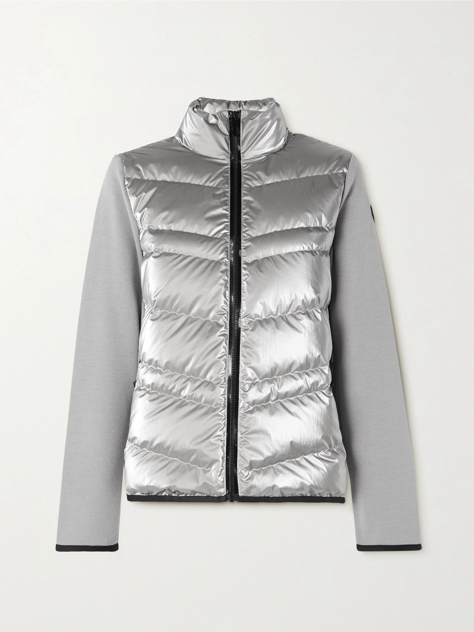 Paneled wool-blend and quilted shell down jacket Silver - 1