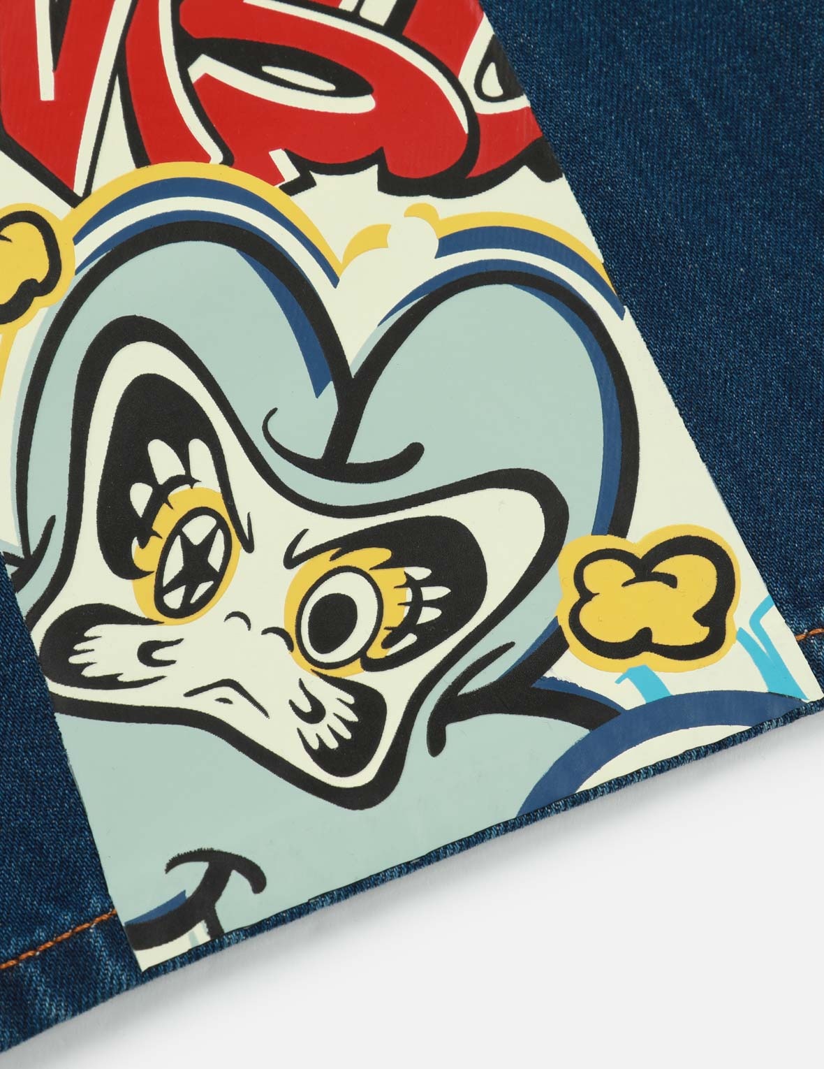 GRAFFITI DARUMA DAICOCK PRINT DENIM SHORTS - 11