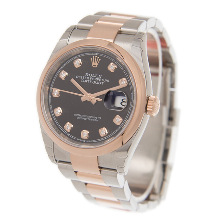 Rolex Datejust 36 Black Diamond Dial Men's Steel and 18k Everose Gold Oyster Watch 126201BKDO - 4