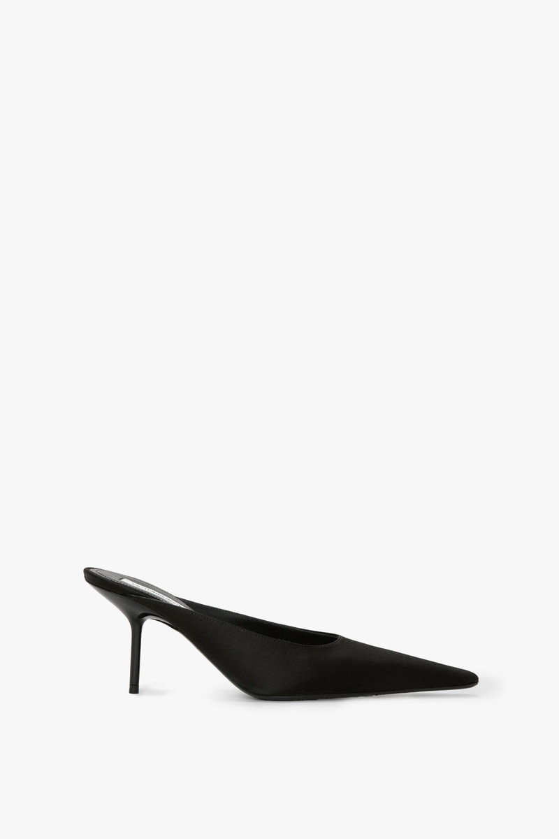 Sloan Stiletto Mule In Black Satin - 1