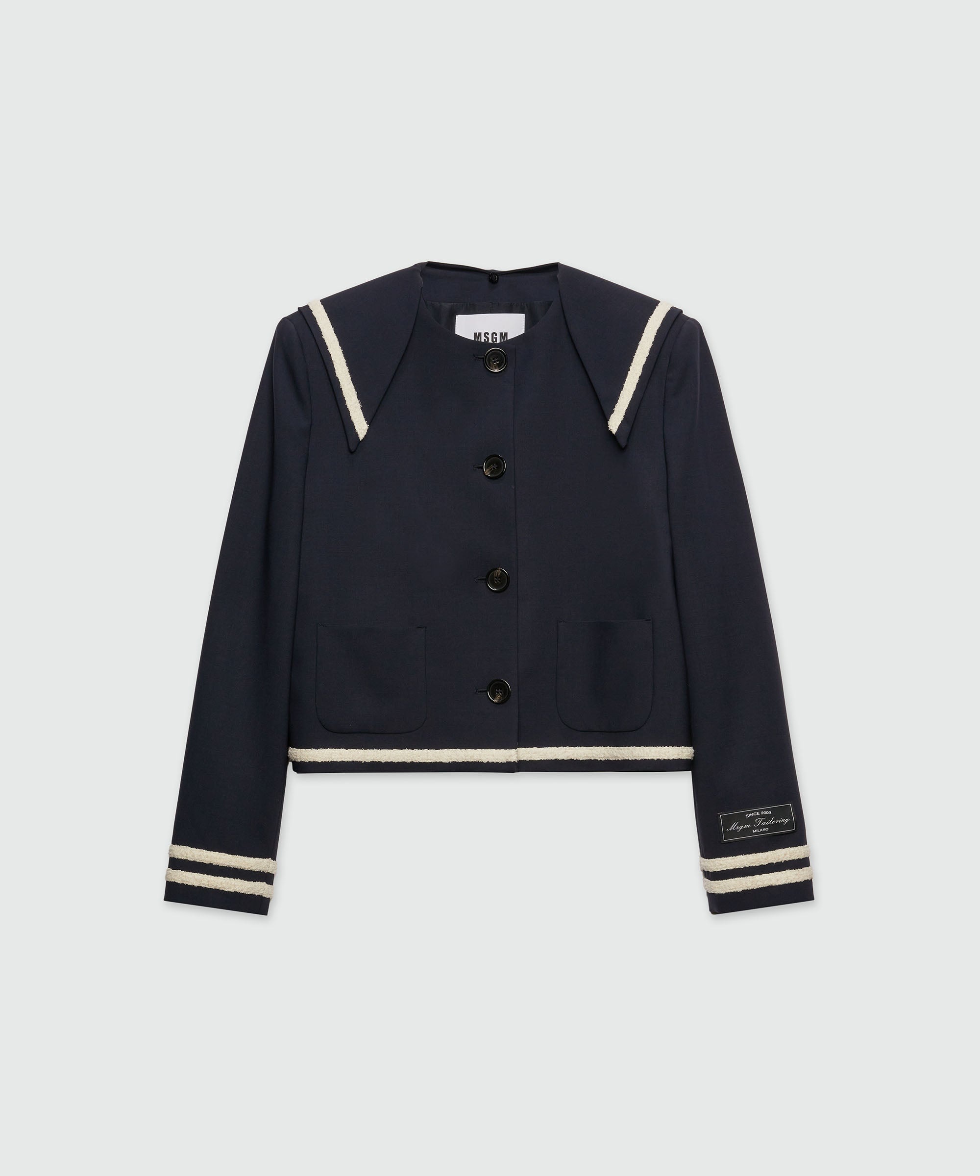 MSGM Tailoring navy blue cool wool peacoat - 1