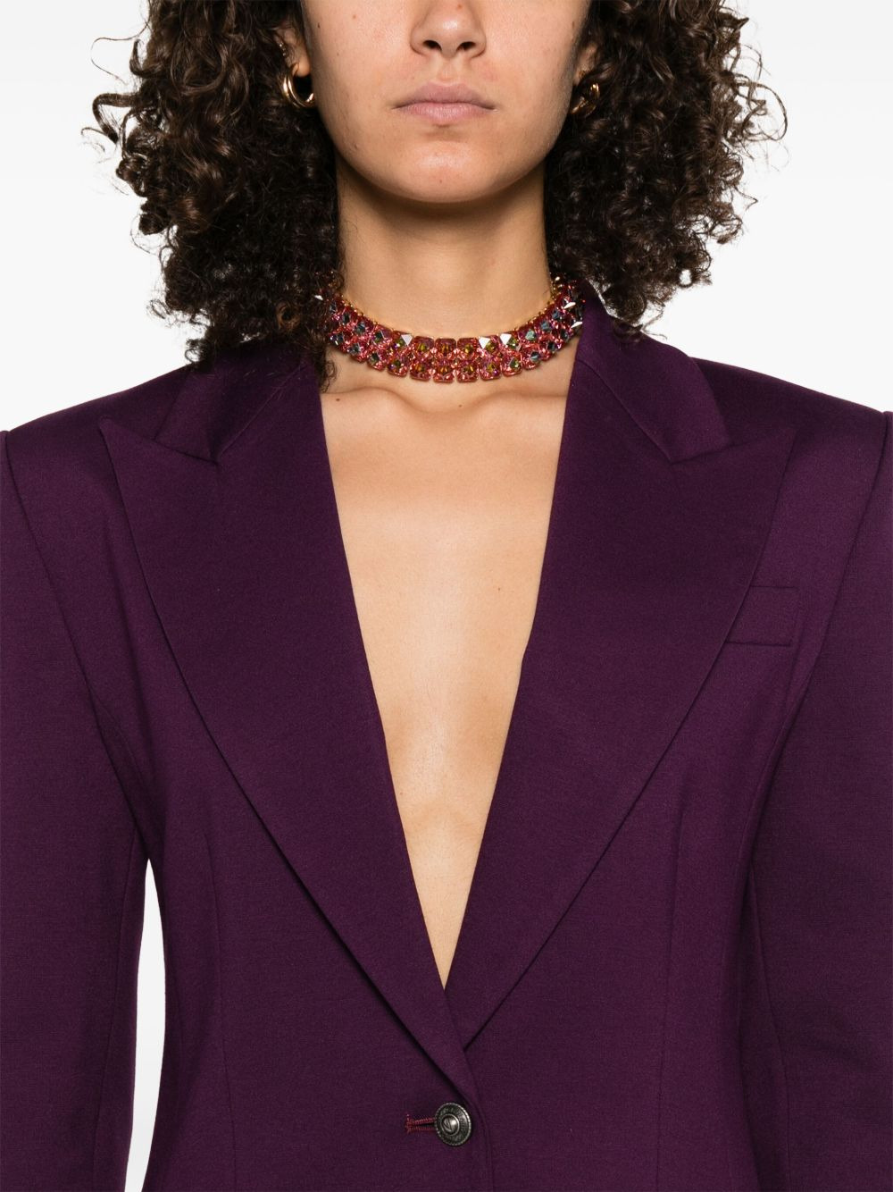 single-button notched-lapels blazer - 5