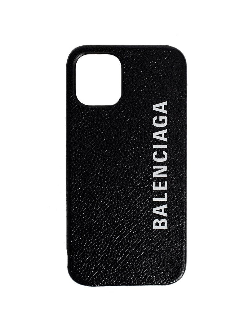 BALENCIAGA Logo Cash Card iPhone 12 Case Black - 1