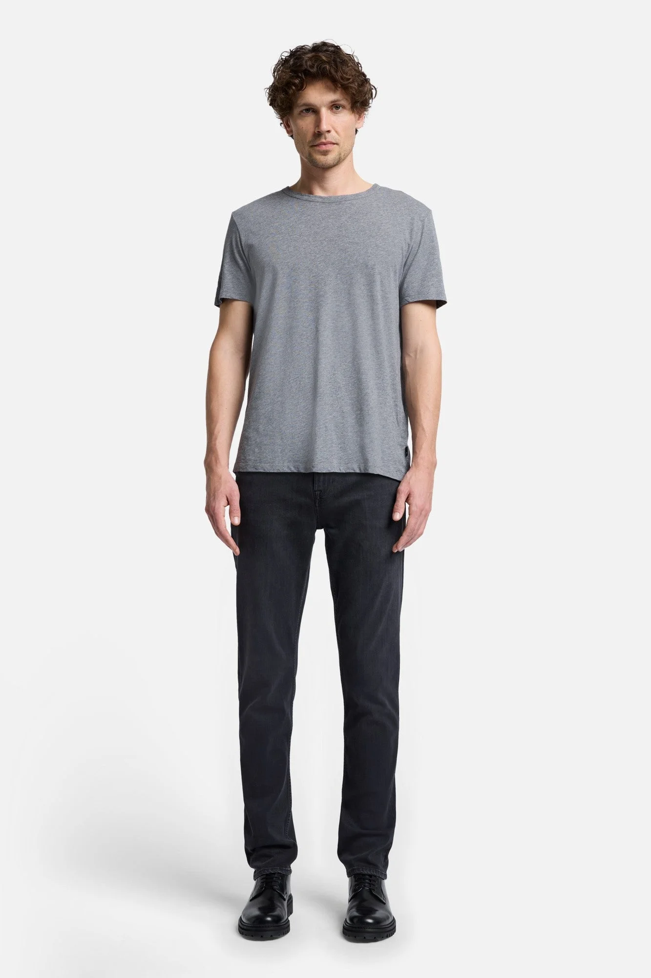 Featherweight Cotton Tee in Heather Grey - 1