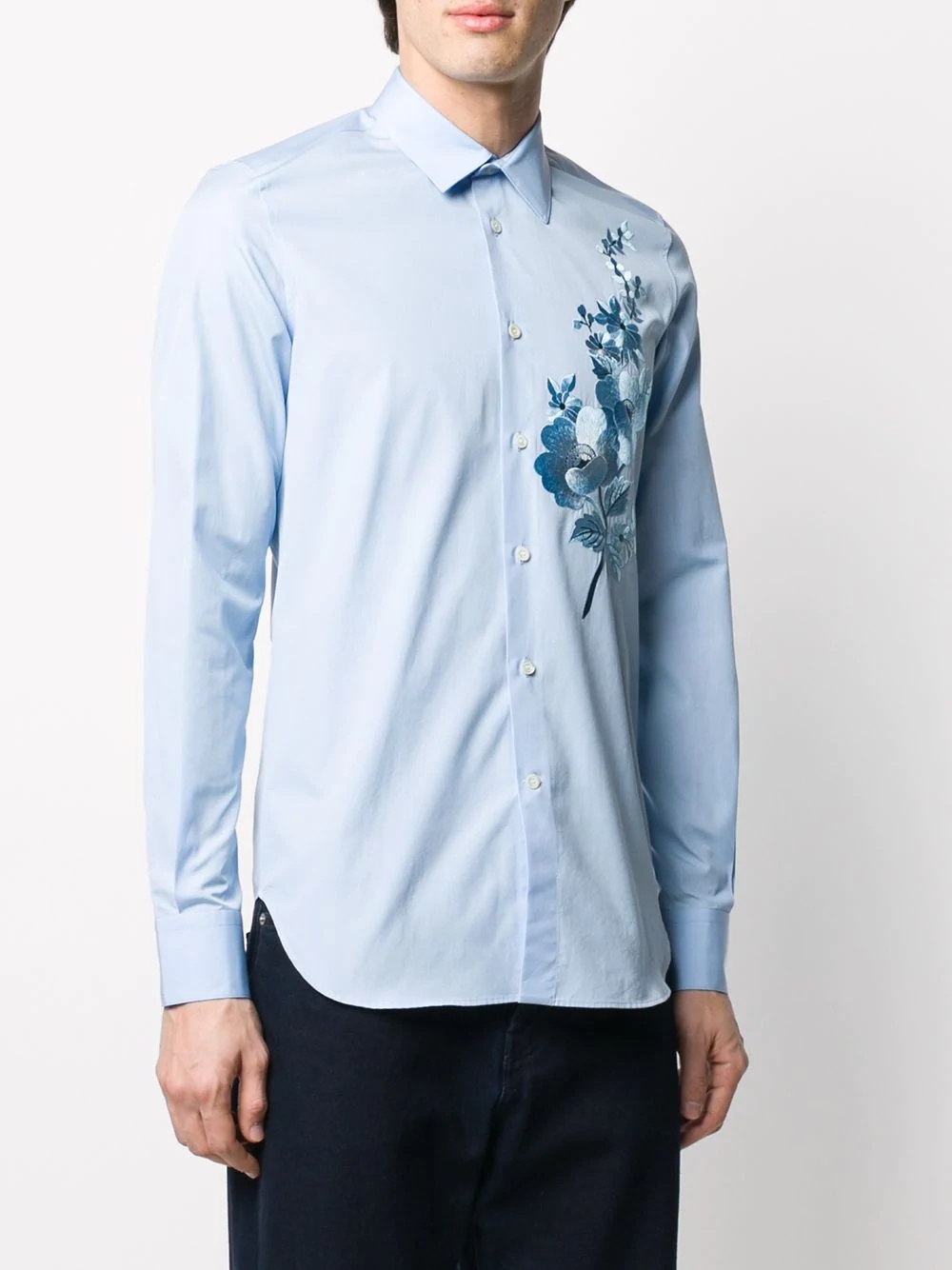 tonal floral embroidered shirt - 3