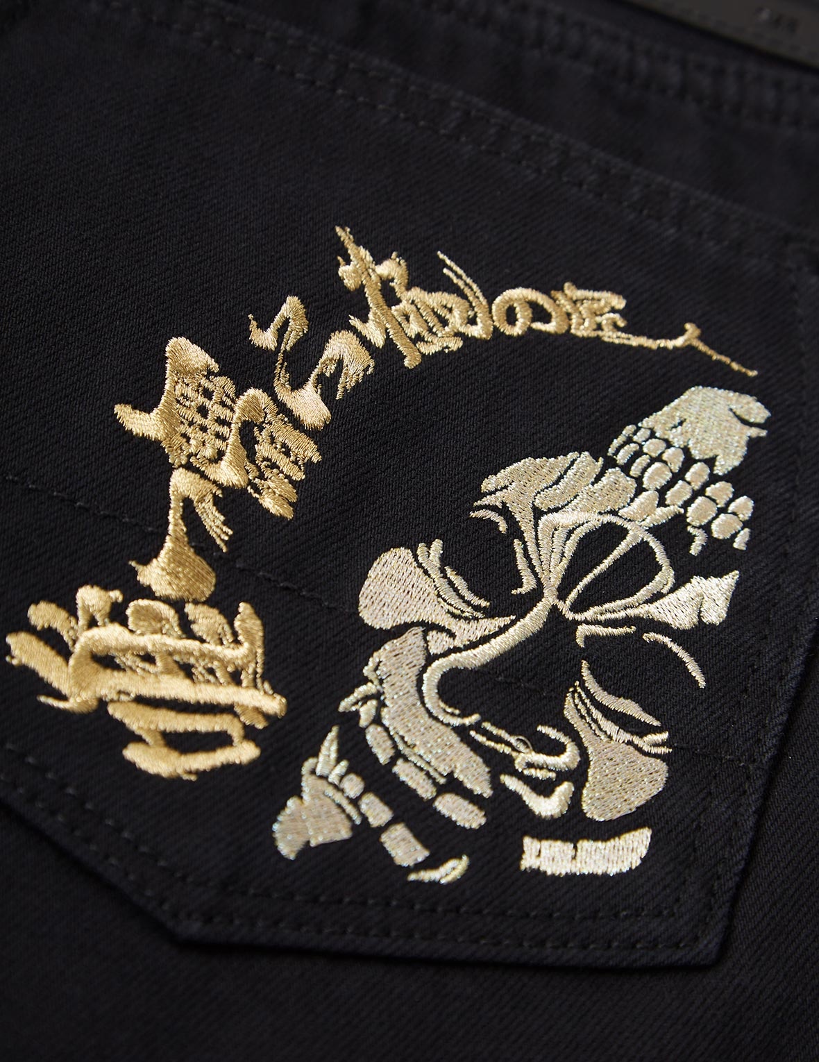 Hannya Skull Embroidered Denim Shorts - 10