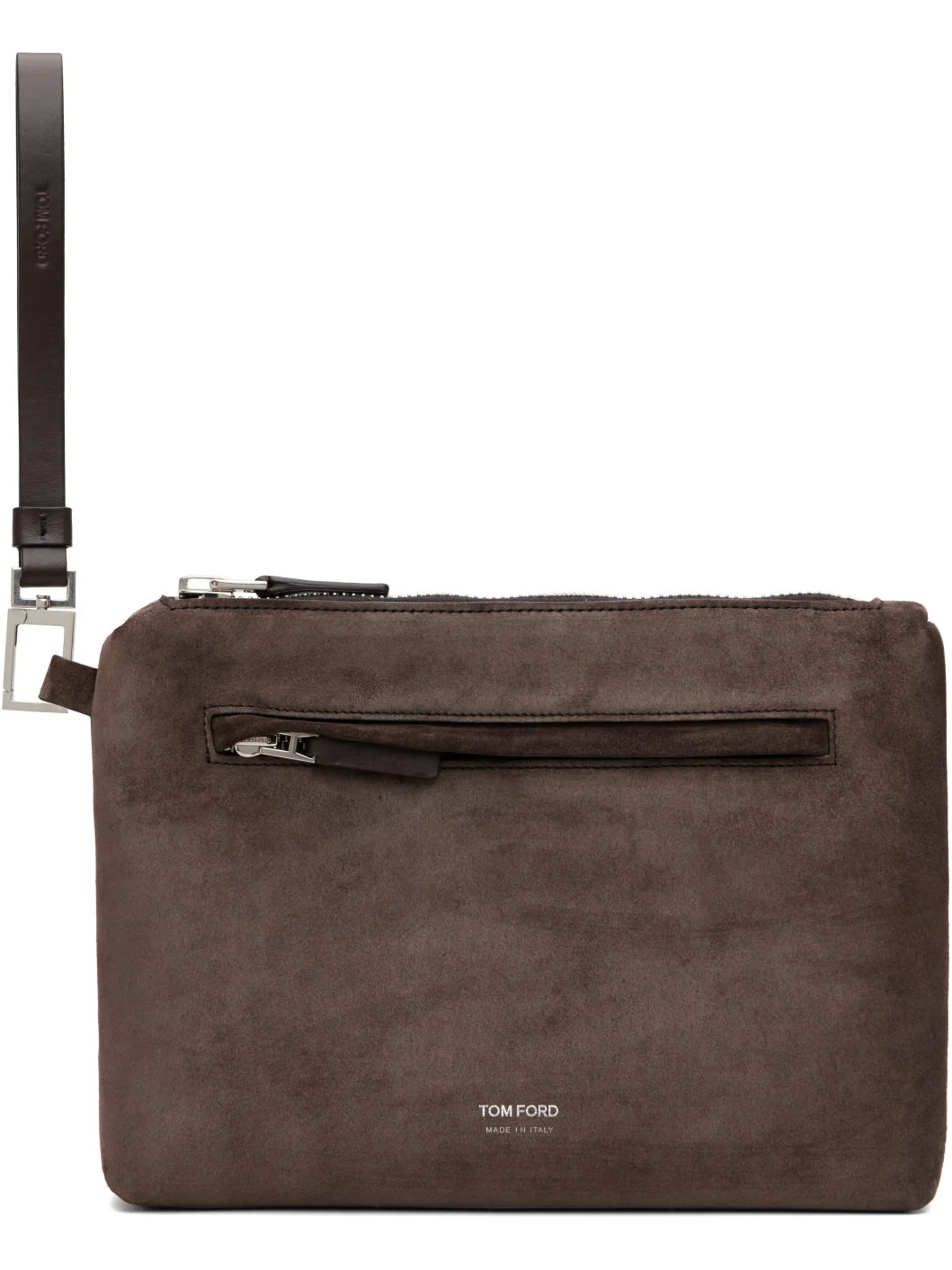 Brown Suede & Soft Leather Wristlet Pouch - 1