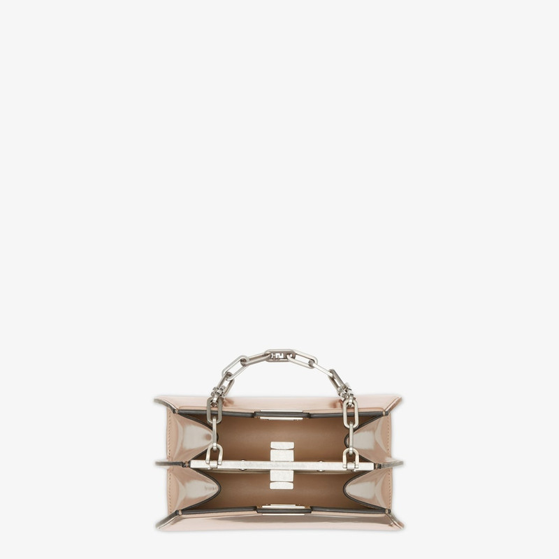 Mini Peekaboo Cut bag made of glossy beige leather. A new evolution of the iconic Peekaboo ISeeU, it 4