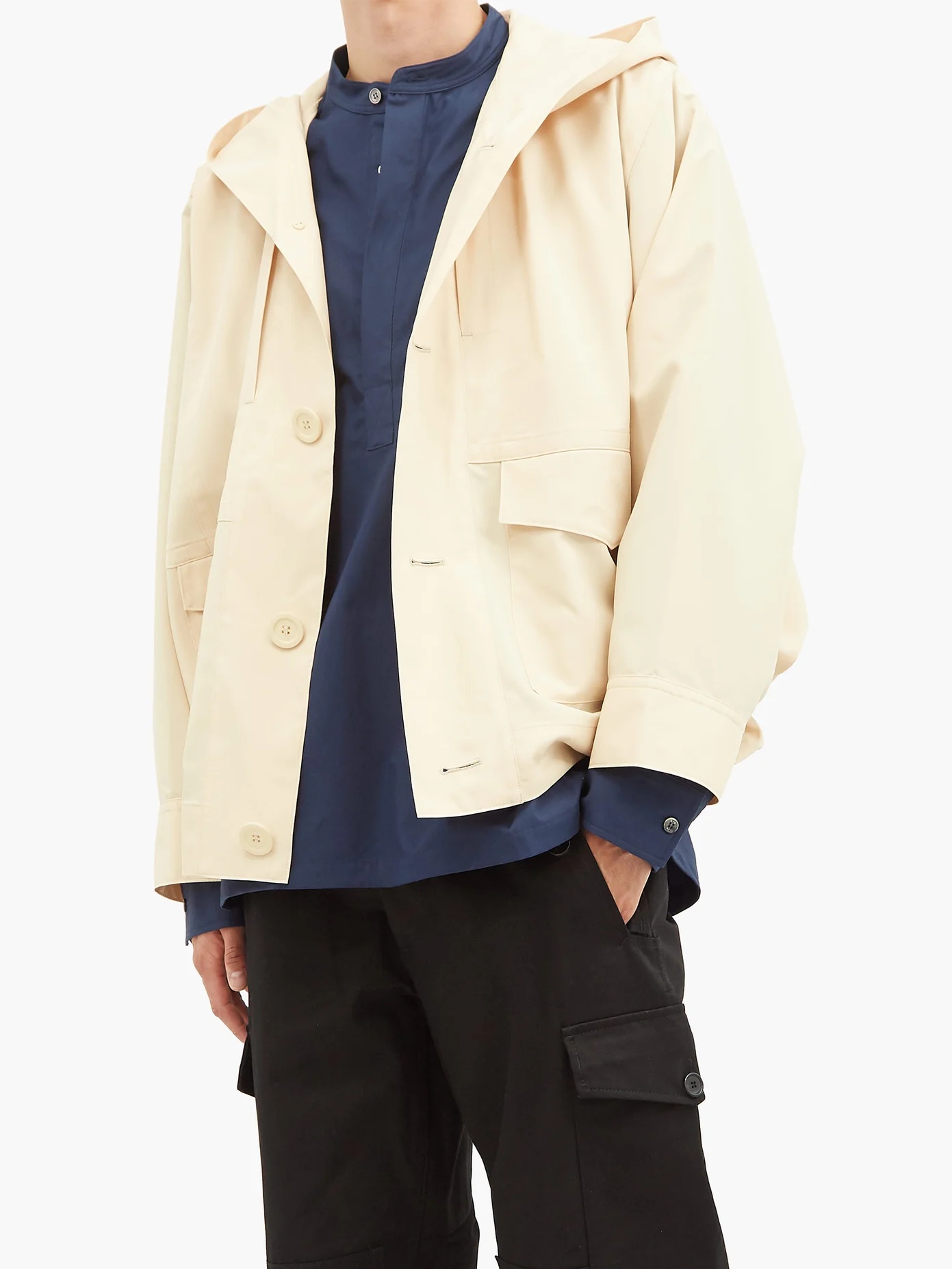 Flap-pocket canvas hooded jacket - 6