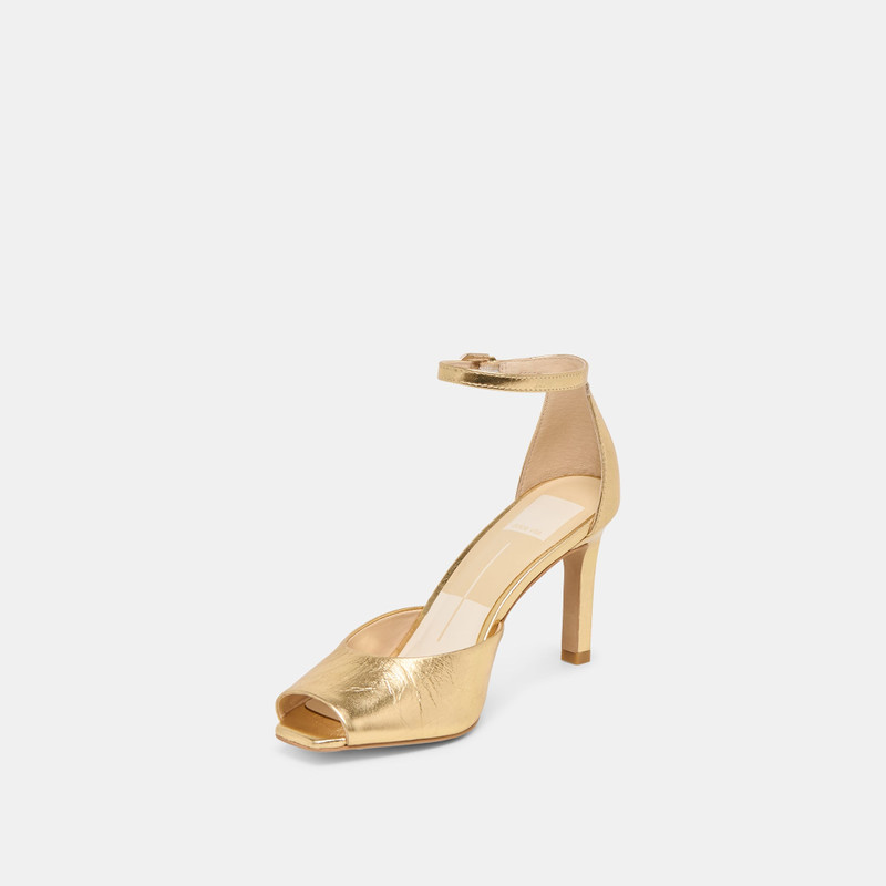 SERLO HEELS GOLD CRINKLE PATENT 5