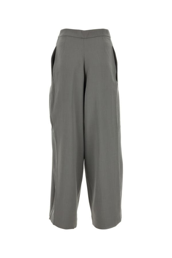 Ami Woman Grey Viscose Blend Wide-Leg Pant - 2